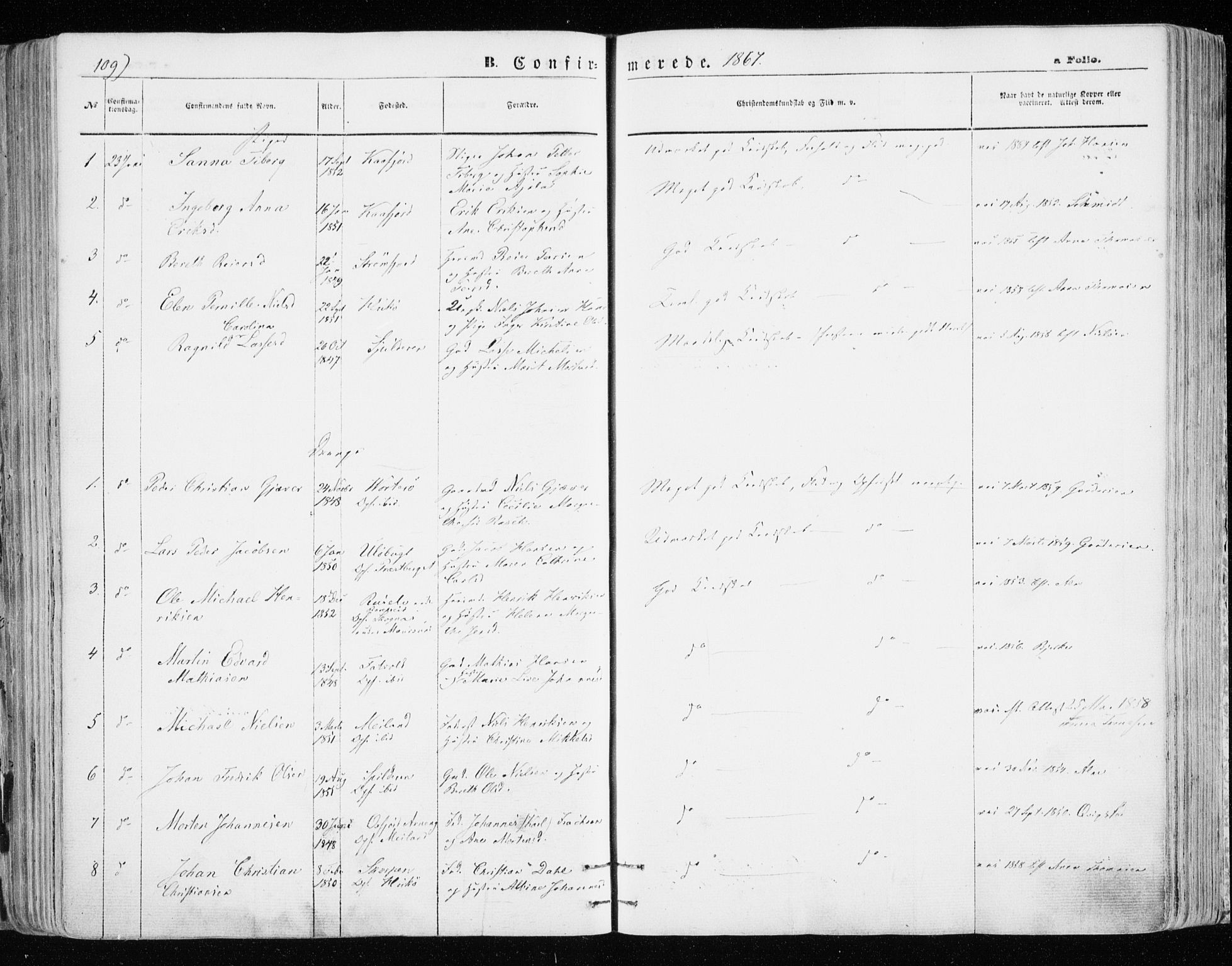 Skjervøy sokneprestkontor, SATØ/S-1300/H/Ha/Haa/L0007kirke: Parish register (official) no. 7, 1860-1870, p. 109