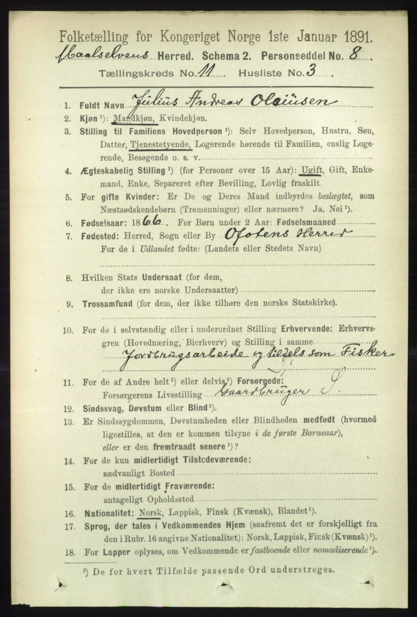 RA, 1891 census for 1924 Målselv, 1891, p. 3292