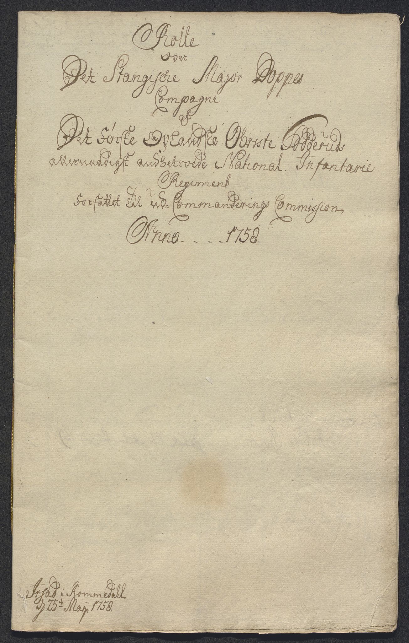 Kommanderende general (KG I) med Det norske krigsdirektorium, AV/RA-EA-5419/E/Ec/L0021: Ruller over nedkommanderte mannskap, 1758-1762, p. 19
