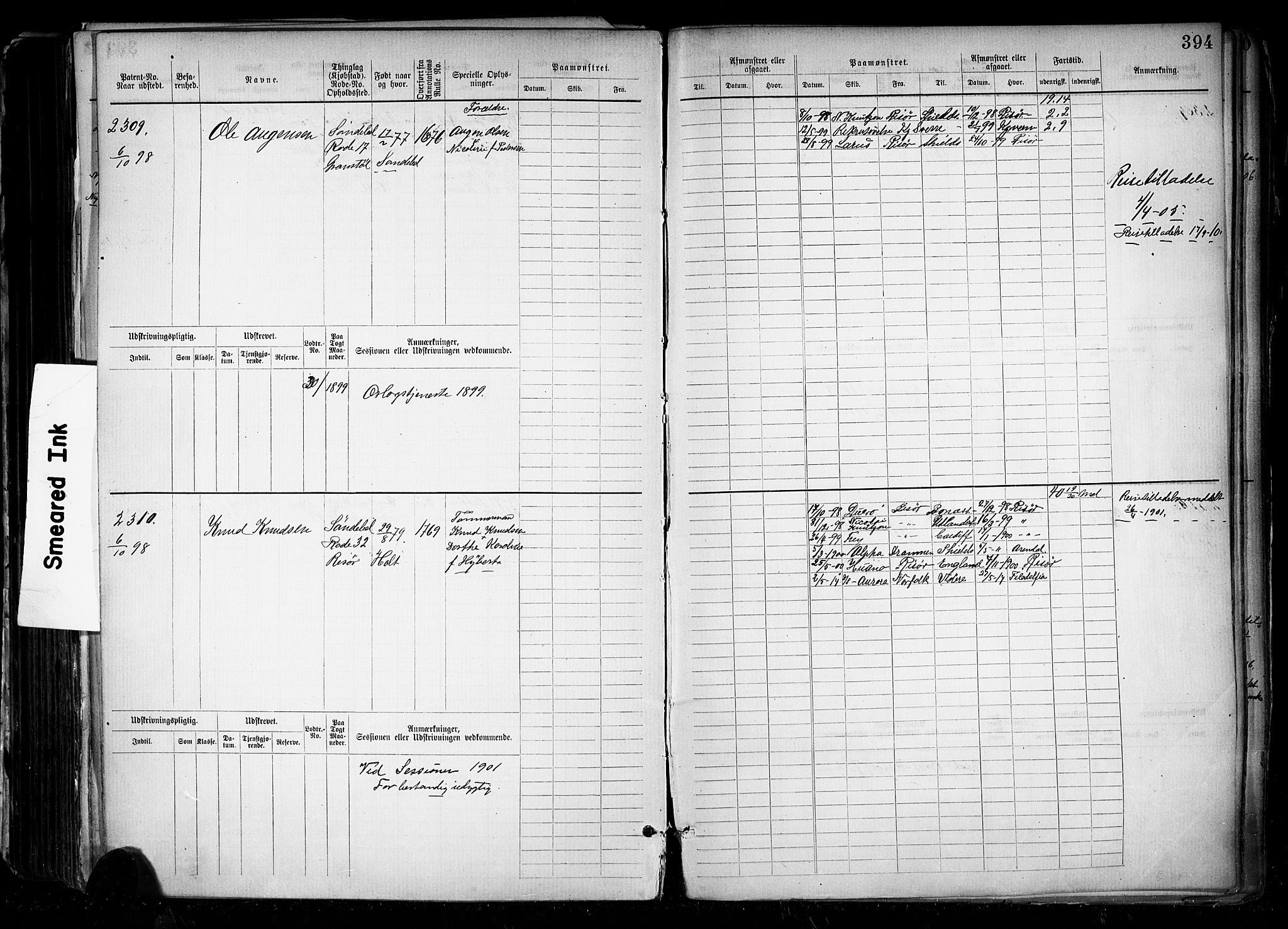 Risør mønstringskrets, AV/SAK-2031-0010/F/Fb/L0012: Hovedrulle nr 1528-2474, T-11, 1884-1904, p. 420