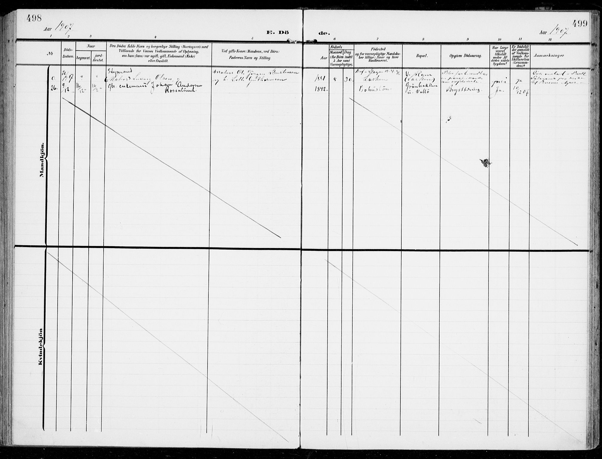 Sem kirkebøker, SAKO/A-5/F/Fb/L0006: Parish register (official) no. II 6, 1905-1918, p. 498-499