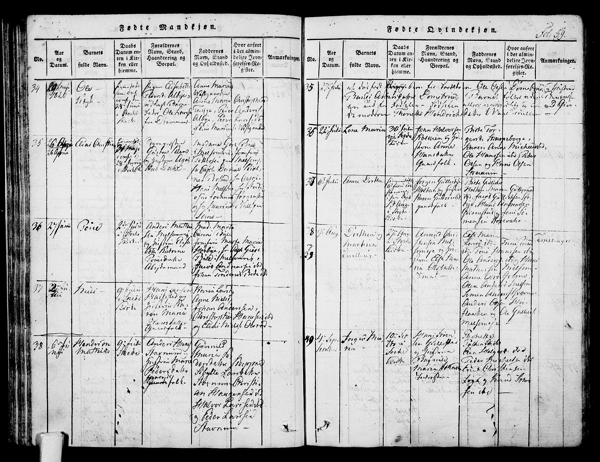 Stokke kirkebøker, AV/SAKO-A-320/F/Fa/L0005: Parish register (official) no. I 5, 1815-1826, p. 59