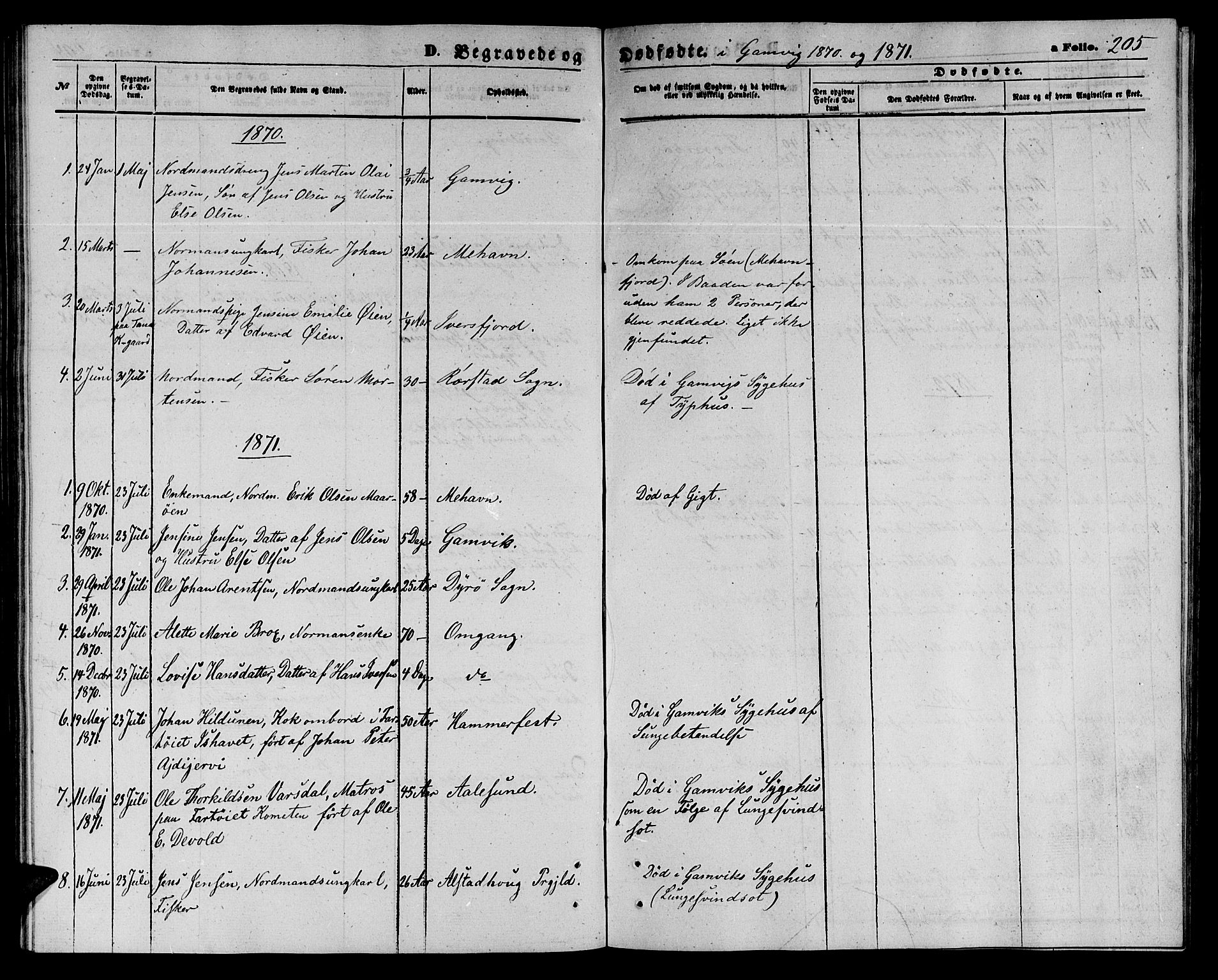 Tana sokneprestkontor, SATØ/S-1334/H/Hb/L0002klokker: Parish register (copy) no. 2 /2, 1867-1877, p. 205