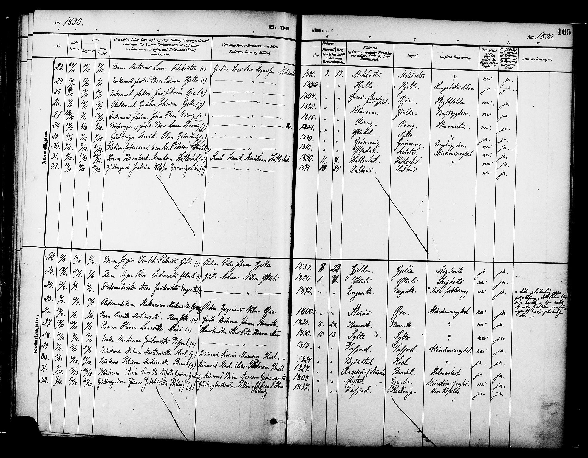 Ministerialprotokoller, klokkerbøker og fødselsregistre - Møre og Romsdal, SAT/A-1454/519/L0255: Parish register (official) no. 519A14, 1884-1908, p. 165