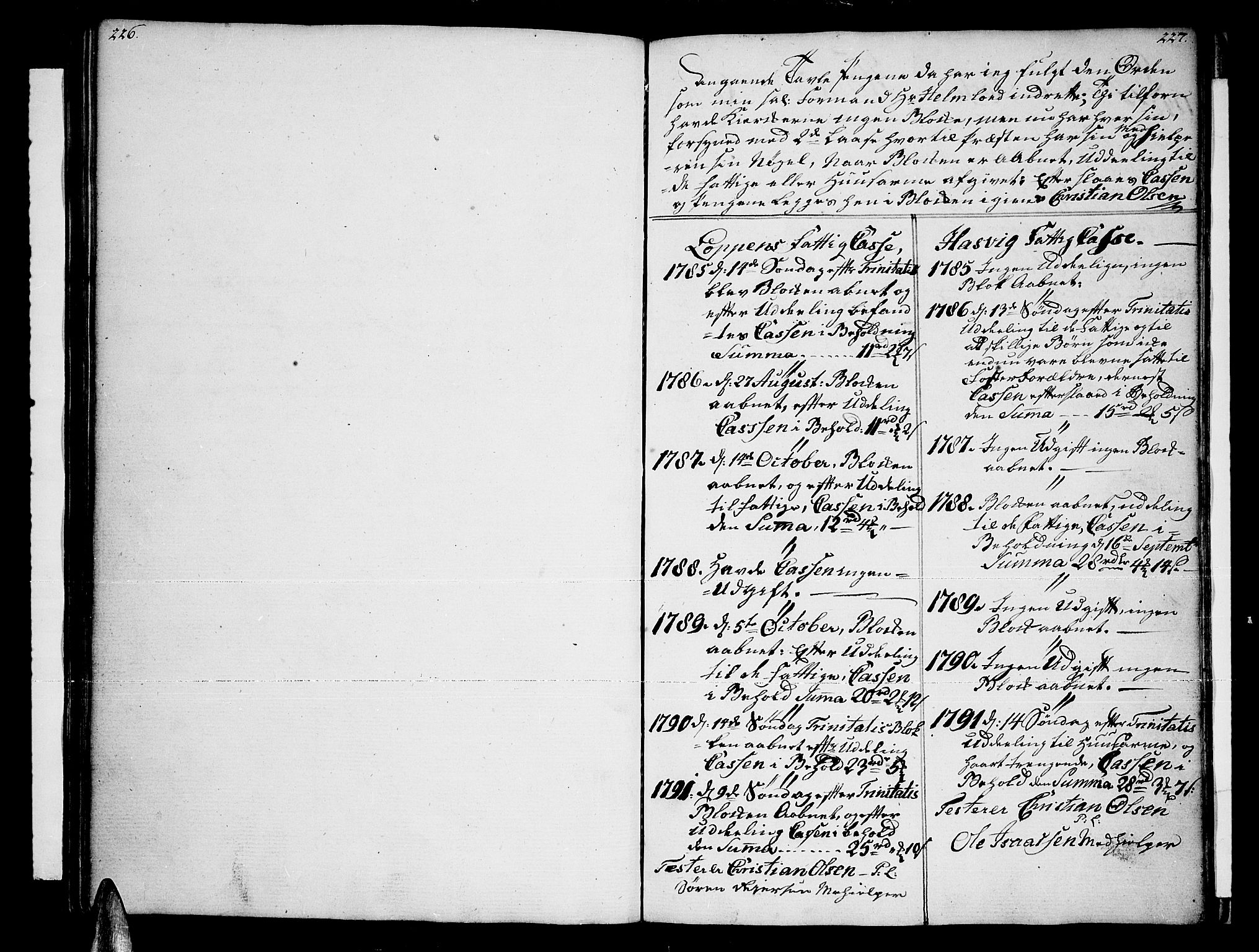 Loppa sokneprestkontor, AV/SATØ-S-1339/H/Ha/L0002kirke: Parish register (official) no. 2, 1785-1821, p. 226-227