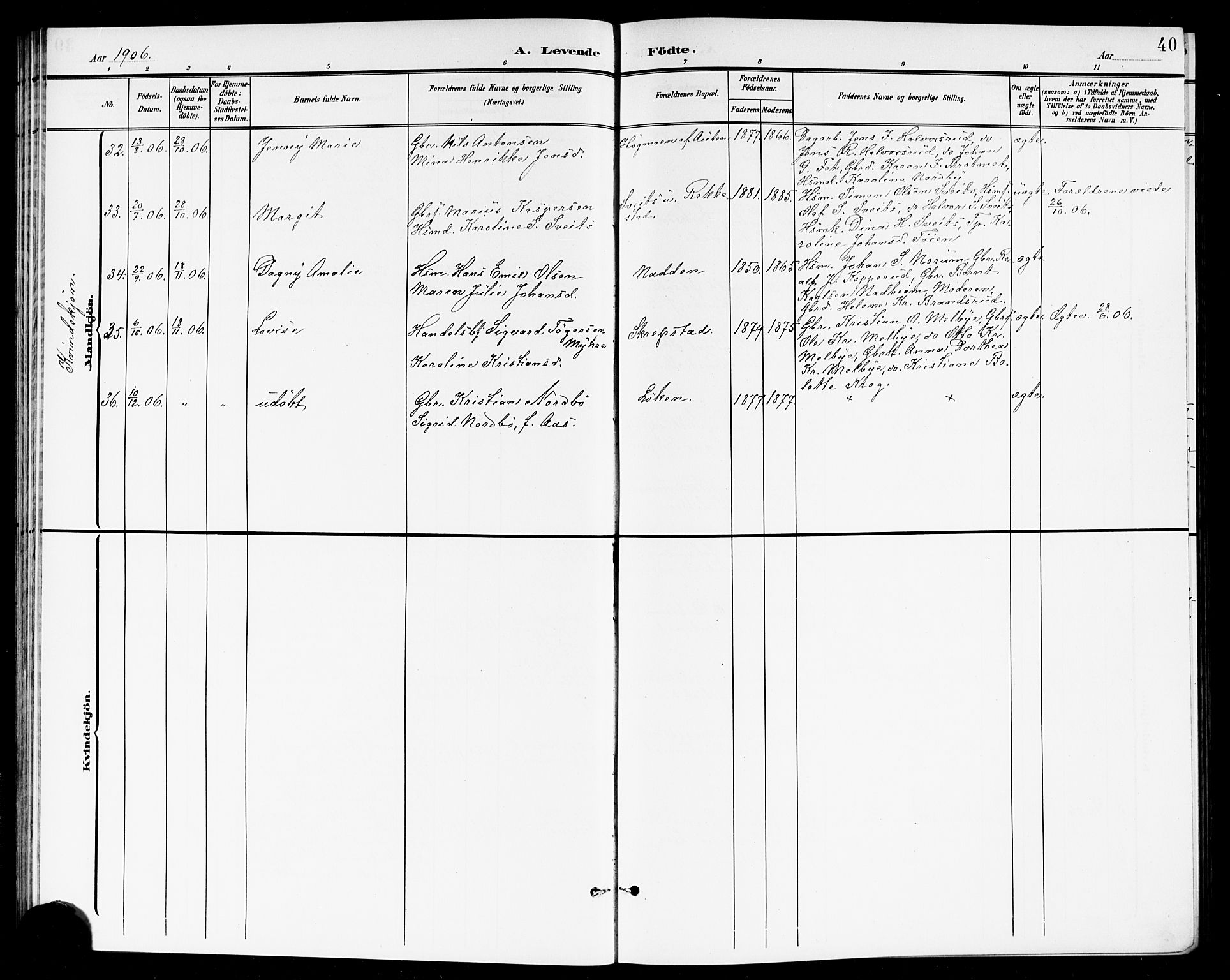 Høland prestekontor Kirkebøker, AV/SAO-A-10346a/G/Ga/L0007: Parish register (copy) no. I 7, 1902-1914, p. 40