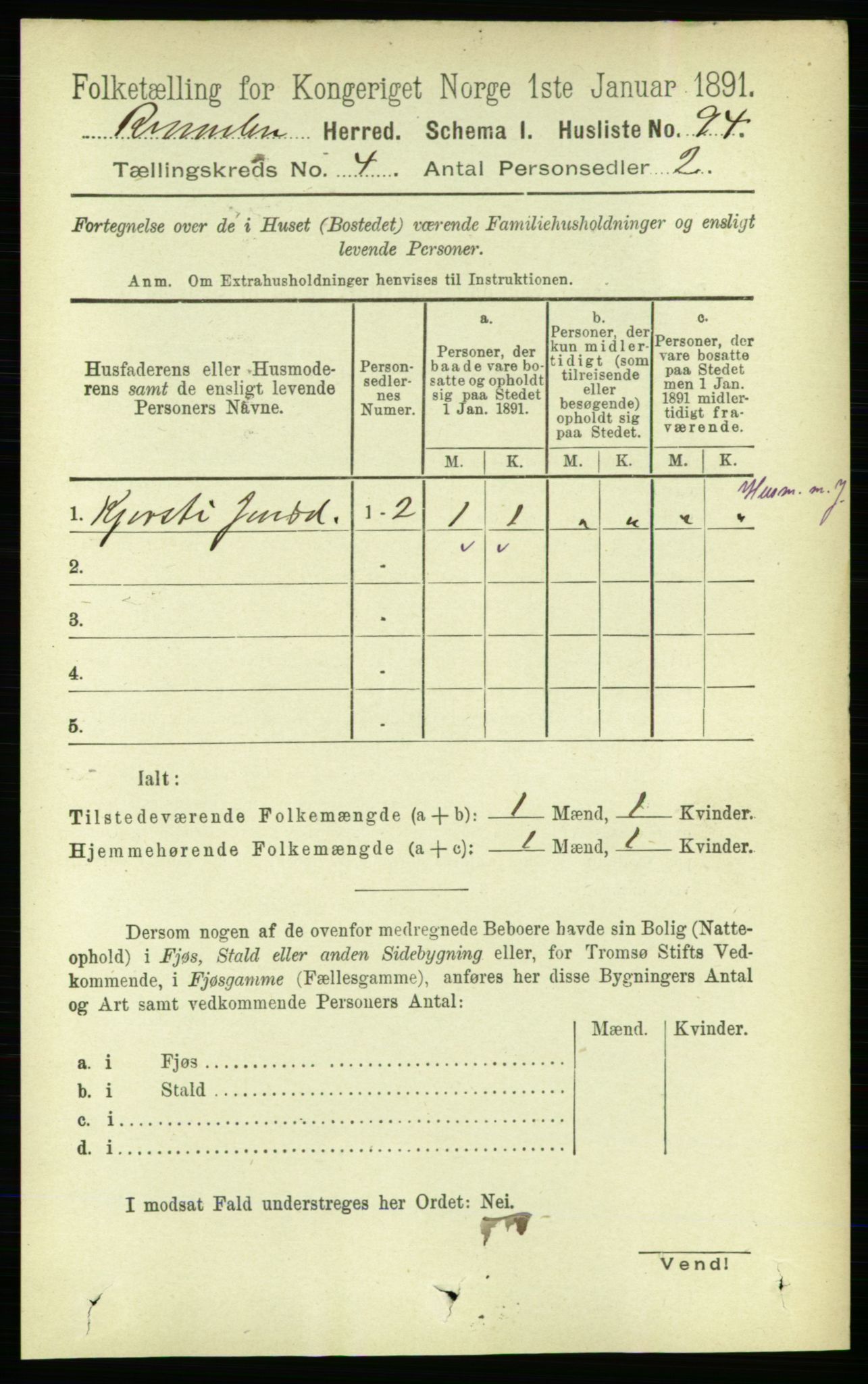RA, 1891 census for 1635 Rennebu, 1891, p. 1983
