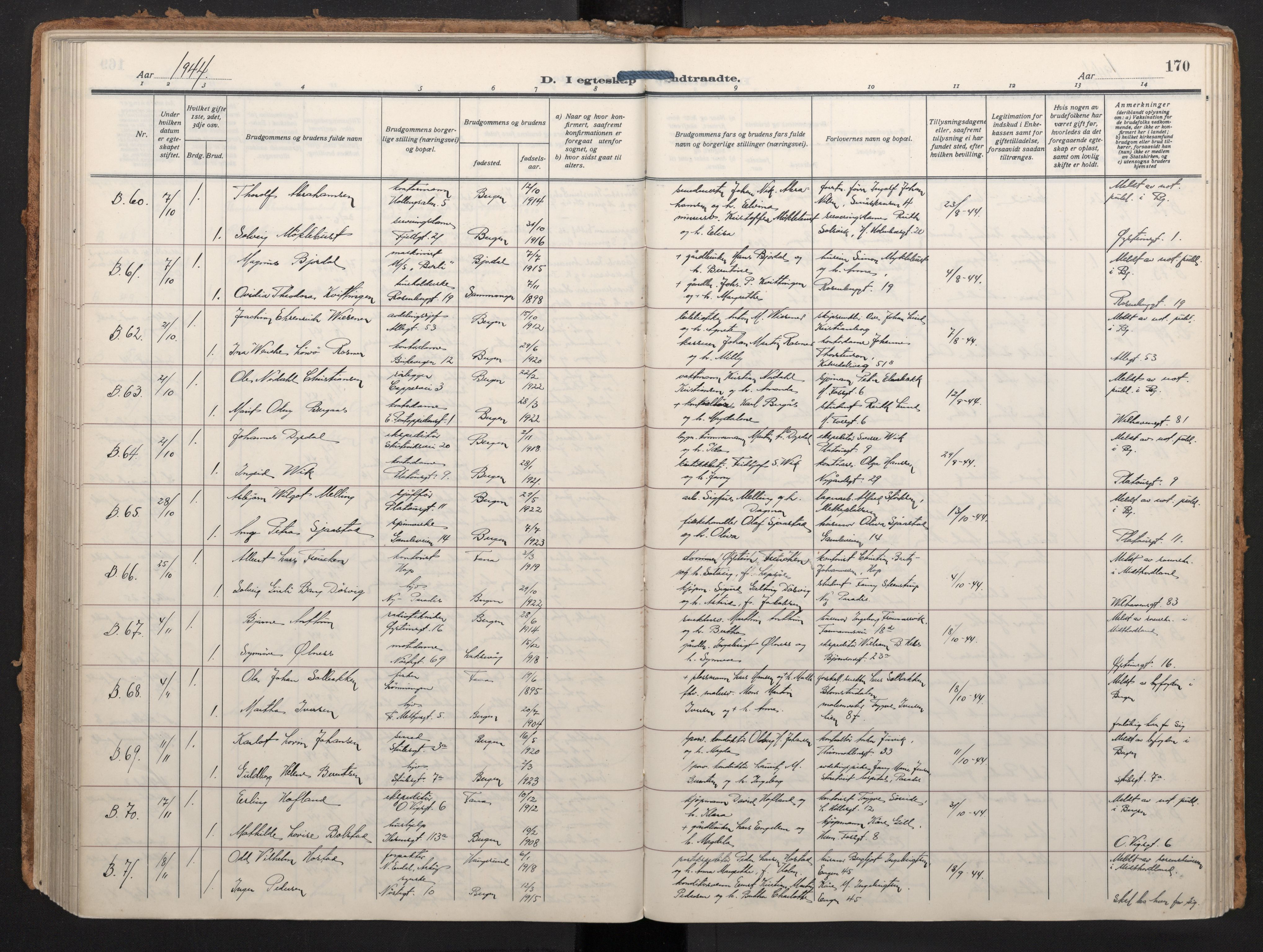 Johanneskirken sokneprestembete, SAB/A-76001/H/Haa/L0014: Parish register (official) no. D 3, 1929-1949, p. 169b-170a