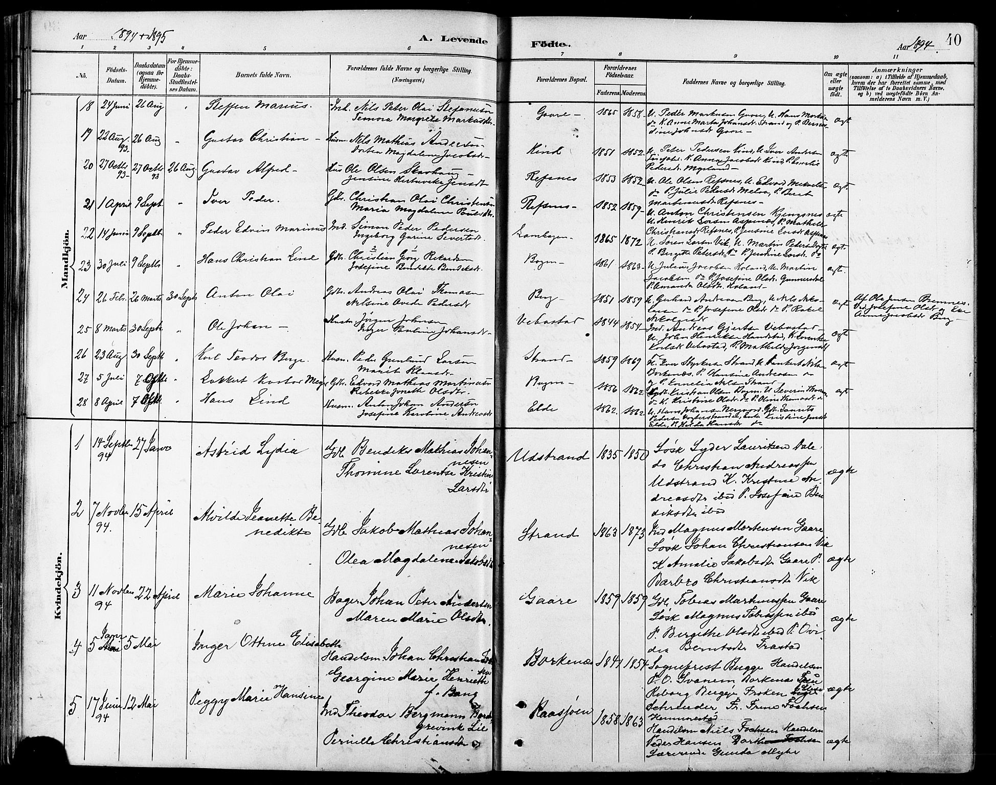 Kvæfjord sokneprestkontor, SATØ/S-1323/G/Ga/Gab/L0005klokker: Parish register (copy) no. 5, 1886-1911, p. 40