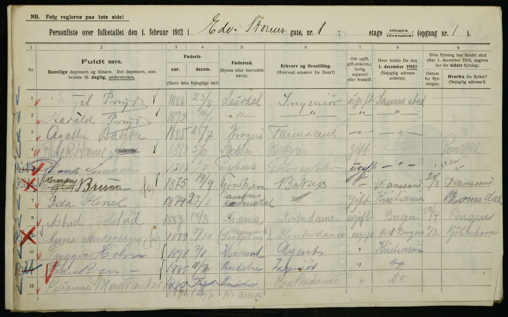 OBA, Municipal Census 1912 for Kristiania, 1912, p. 18630