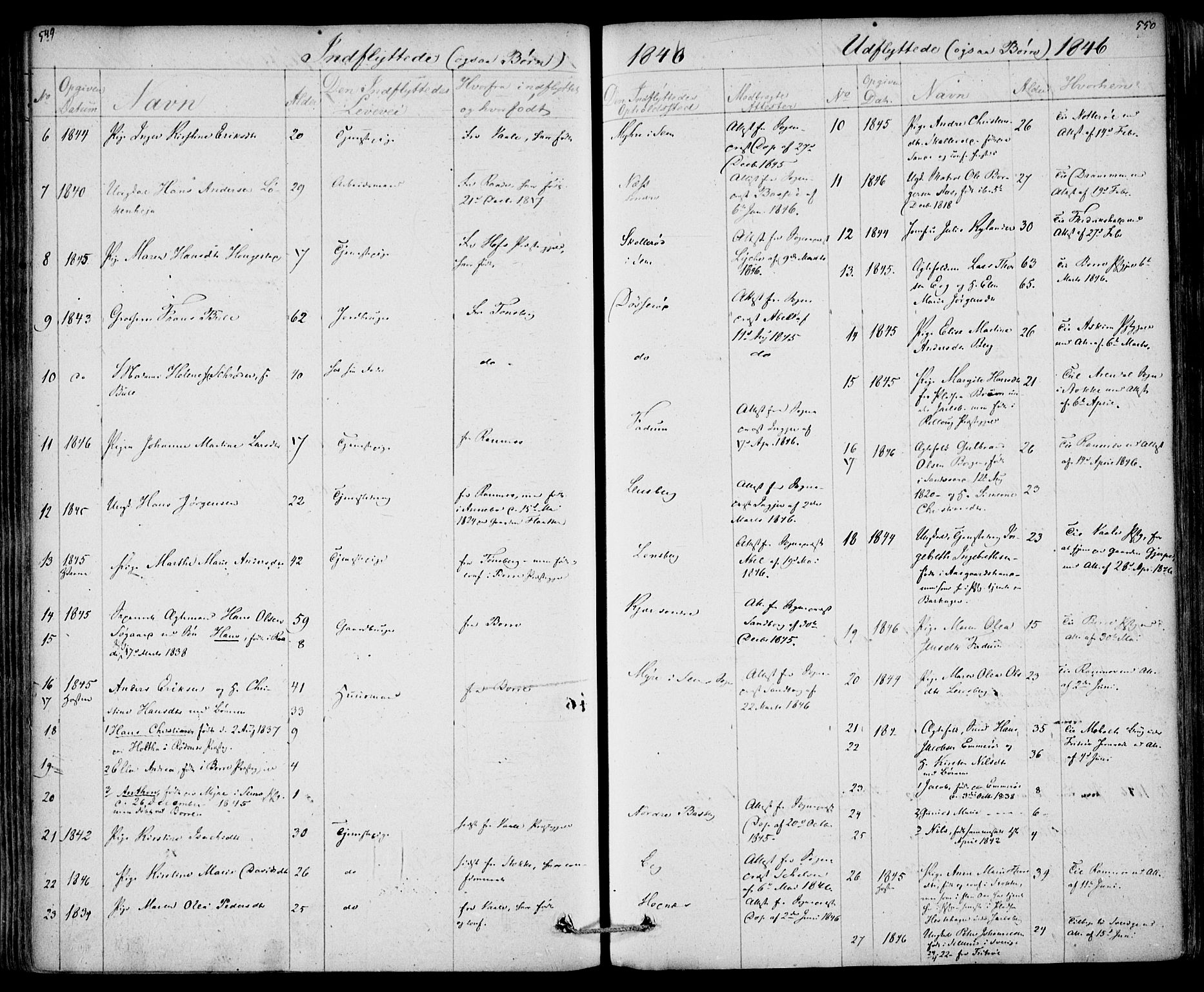 Sem kirkebøker, AV/SAKO-A-5/F/Fa/L0006: Parish register (official) no. I 6, 1843-1855, p. 549-550