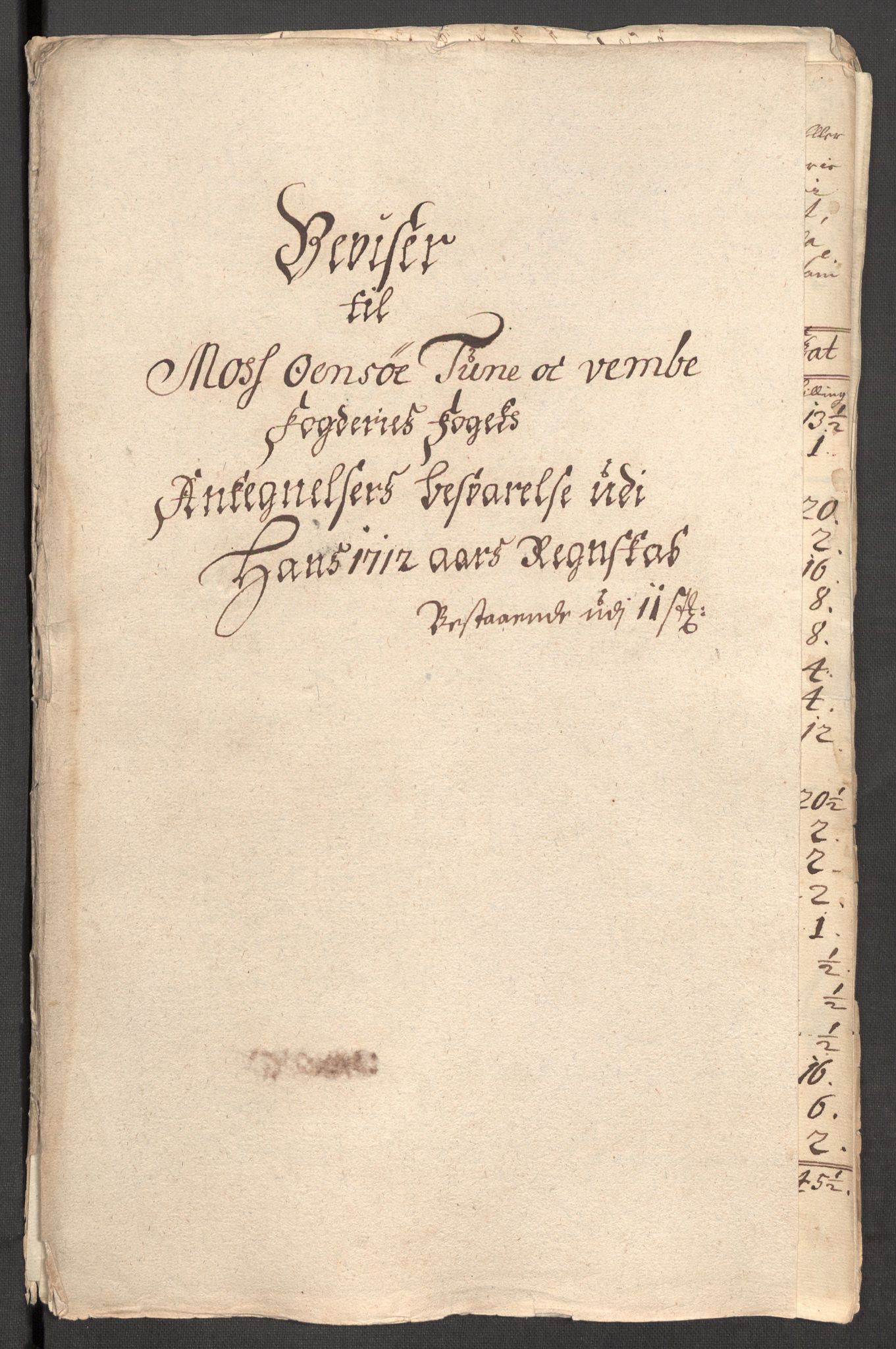 Rentekammeret inntil 1814, Reviderte regnskaper, Fogderegnskap, AV/RA-EA-4092/R04/L0137: Fogderegnskap Moss, Onsøy, Tune, Veme og Åbygge, 1712, p. 303