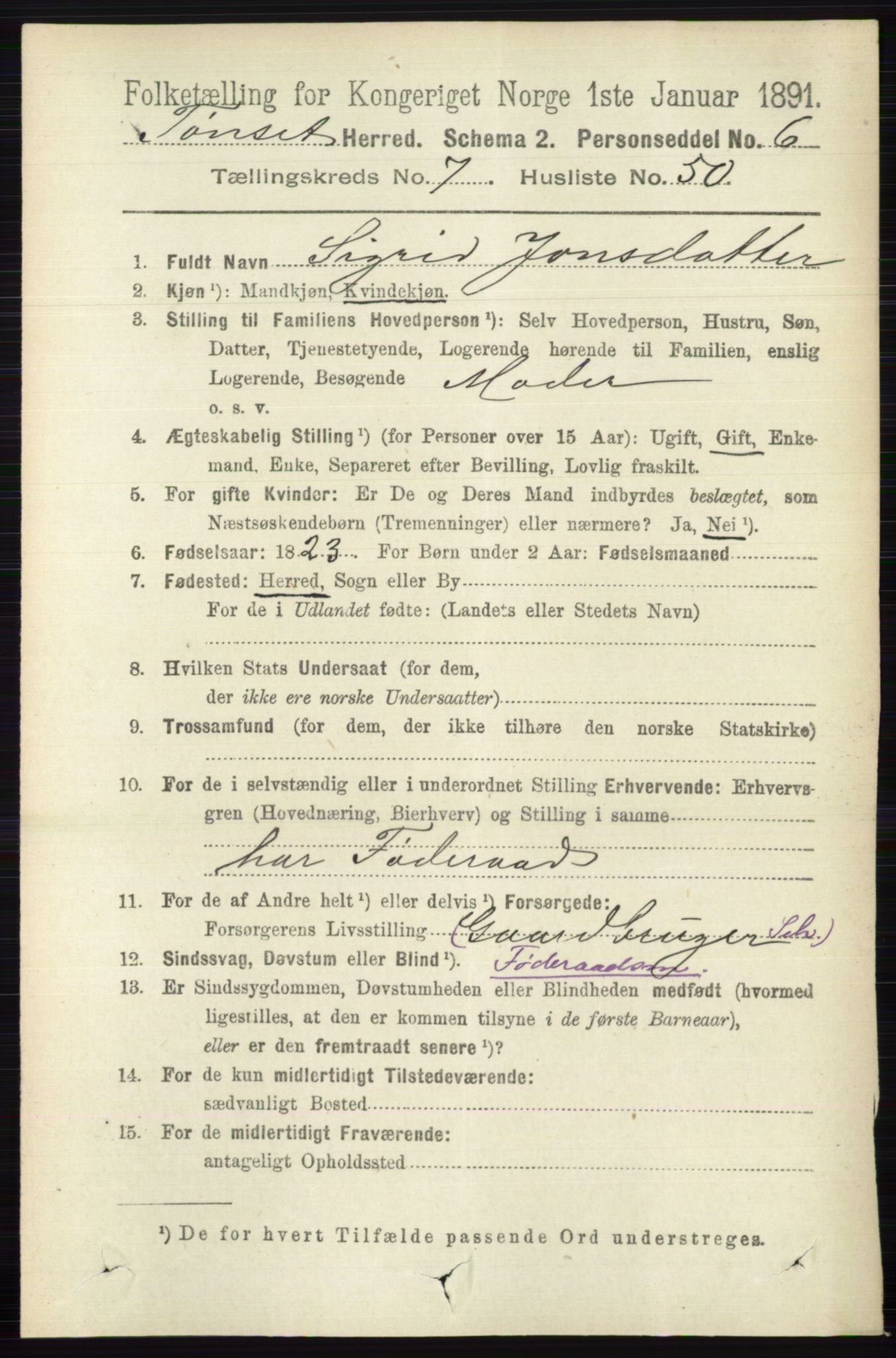 RA, 1891 census for 0437 Tynset, 1891, p. 2026