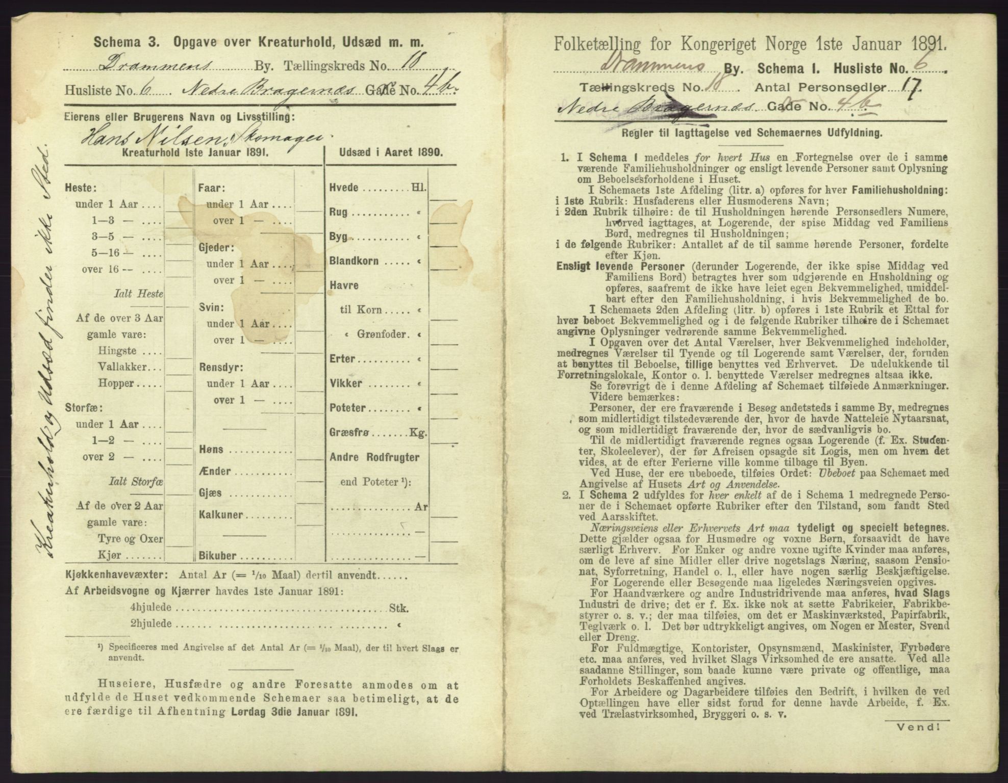 RA, 1891 census for 0602 Drammen, 1891, p. 1499