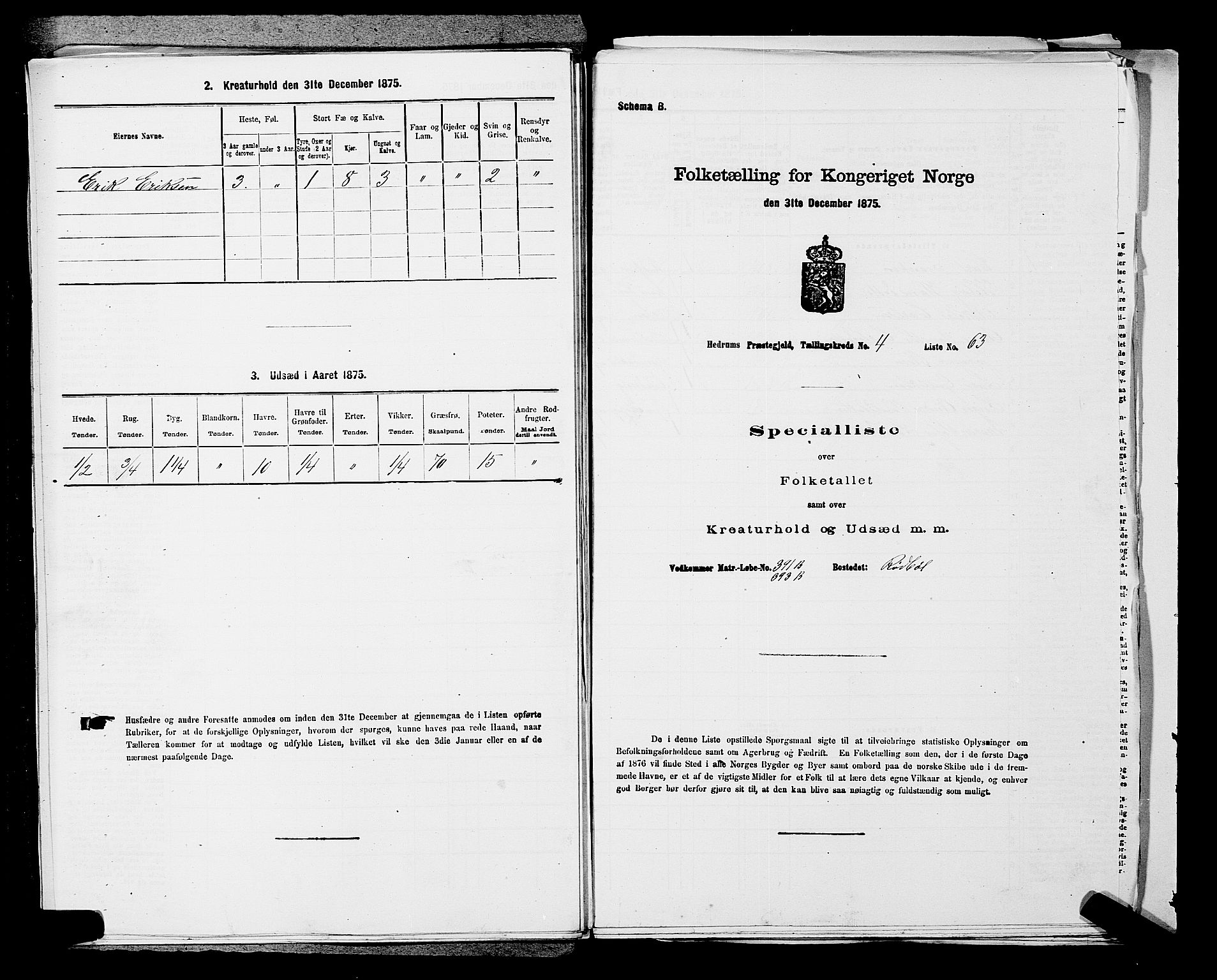 SAKO, 1875 census for 0727P Hedrum, 1875, p. 473