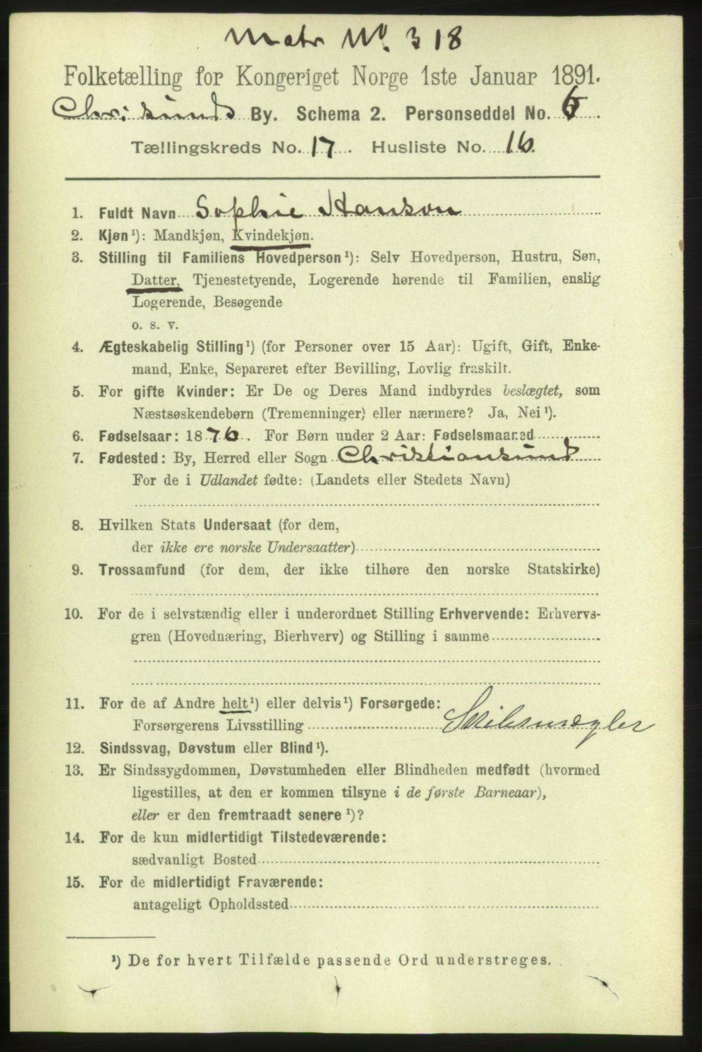 RA, 1891 census for 1503 Kristiansund, 1891, p. 11772