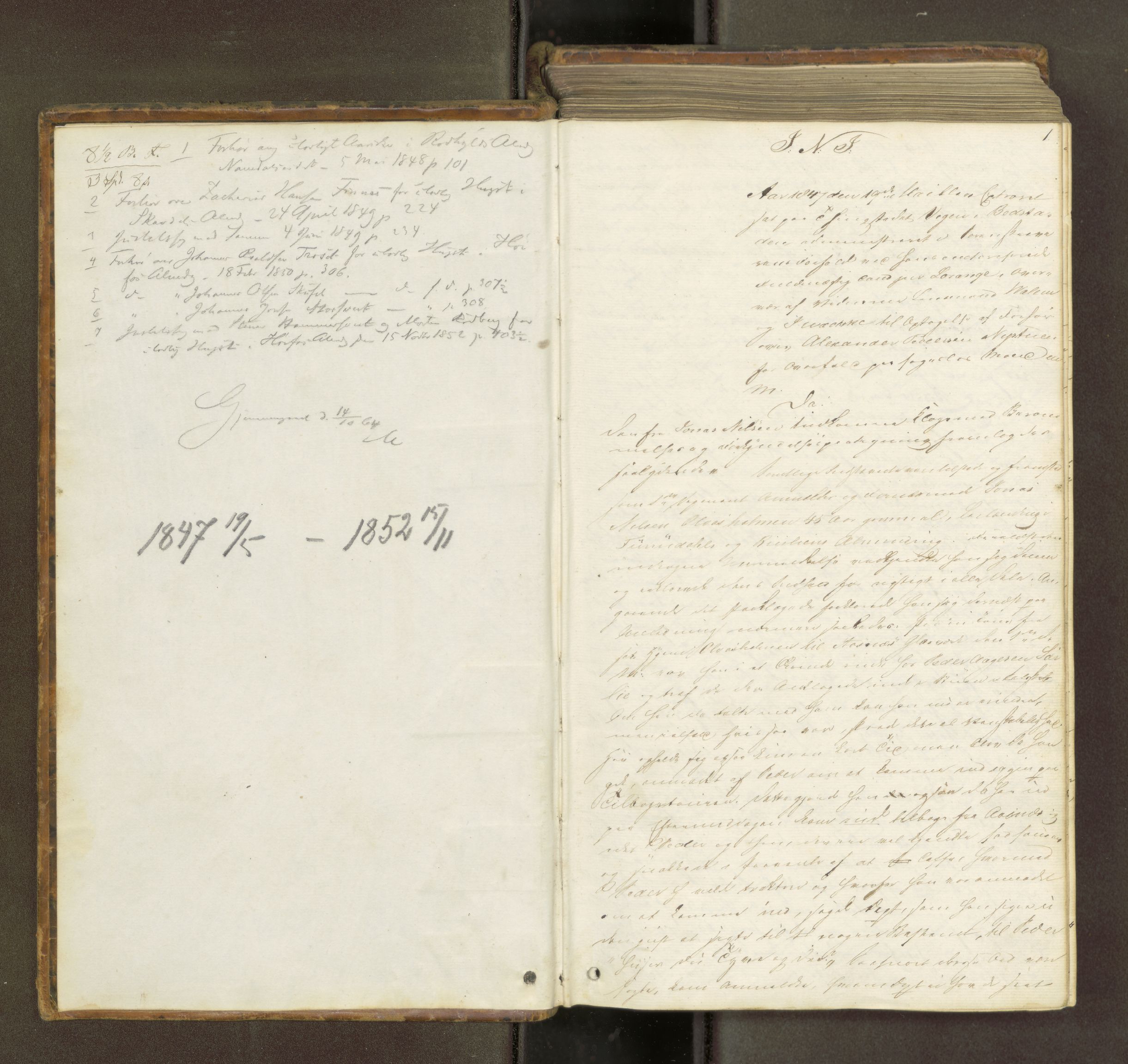 Inderøy sorenskriveri, SAT/A-4147/1/1/1B/L0010: Ekstrarettsprotokoll, 1847-1852, p. 1a