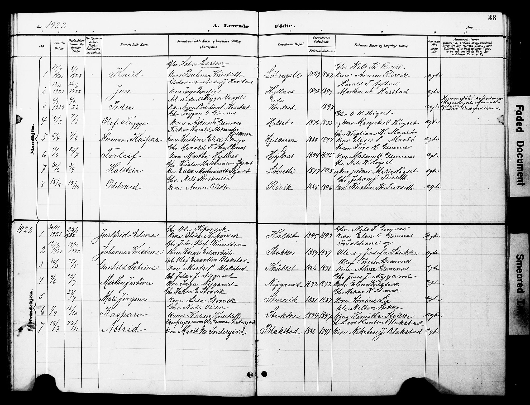 Ministerialprotokoller, klokkerbøker og fødselsregistre - Møre og Romsdal, AV/SAT-A-1454/585/L0973: Parish register (copy) no. 585C01, 1893-1930, p. 33