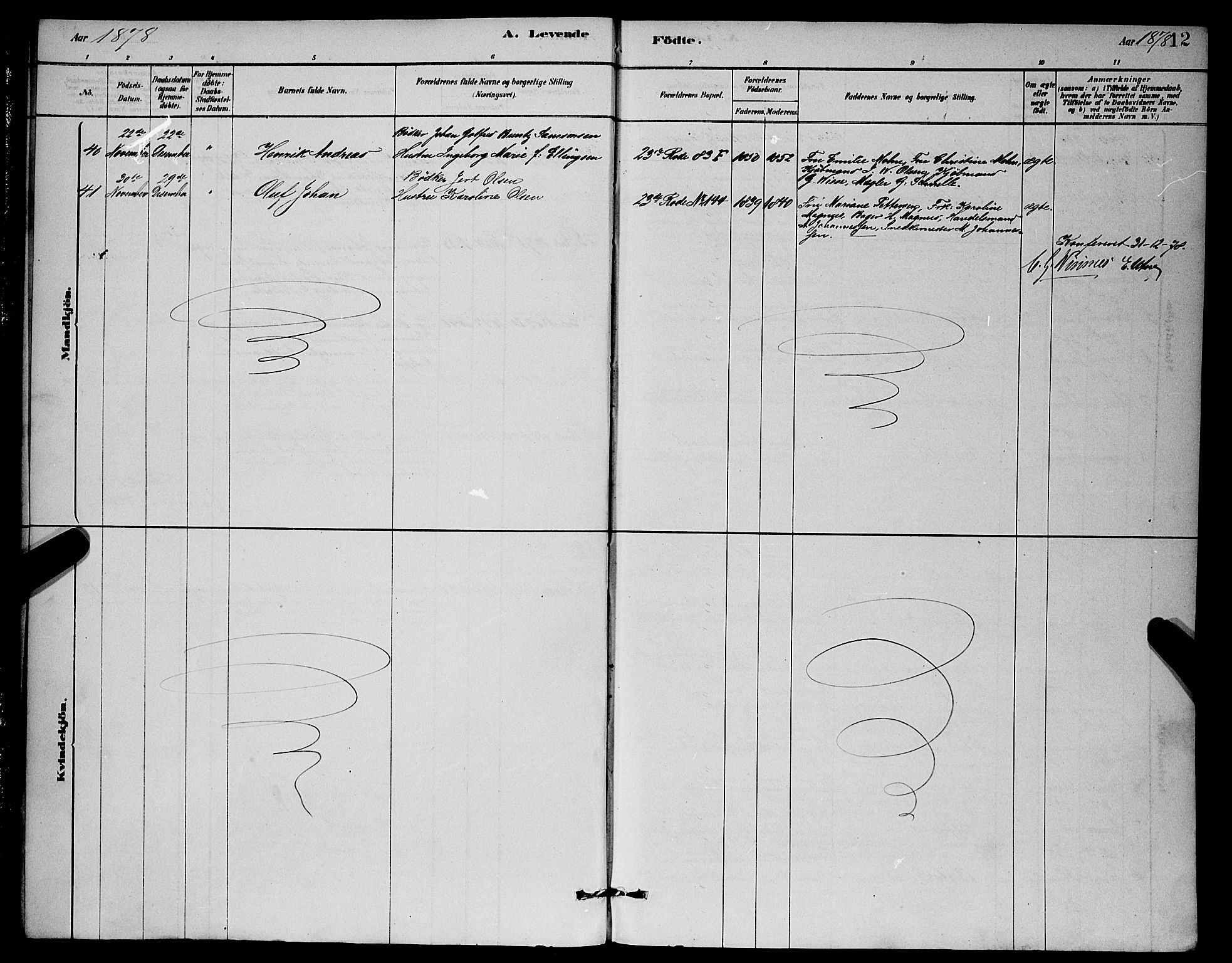 Mariakirken Sokneprestembete, AV/SAB-A-76901/H/Hab/L0004: Parish register (copy) no. A 4, 1878-1892, p. 12