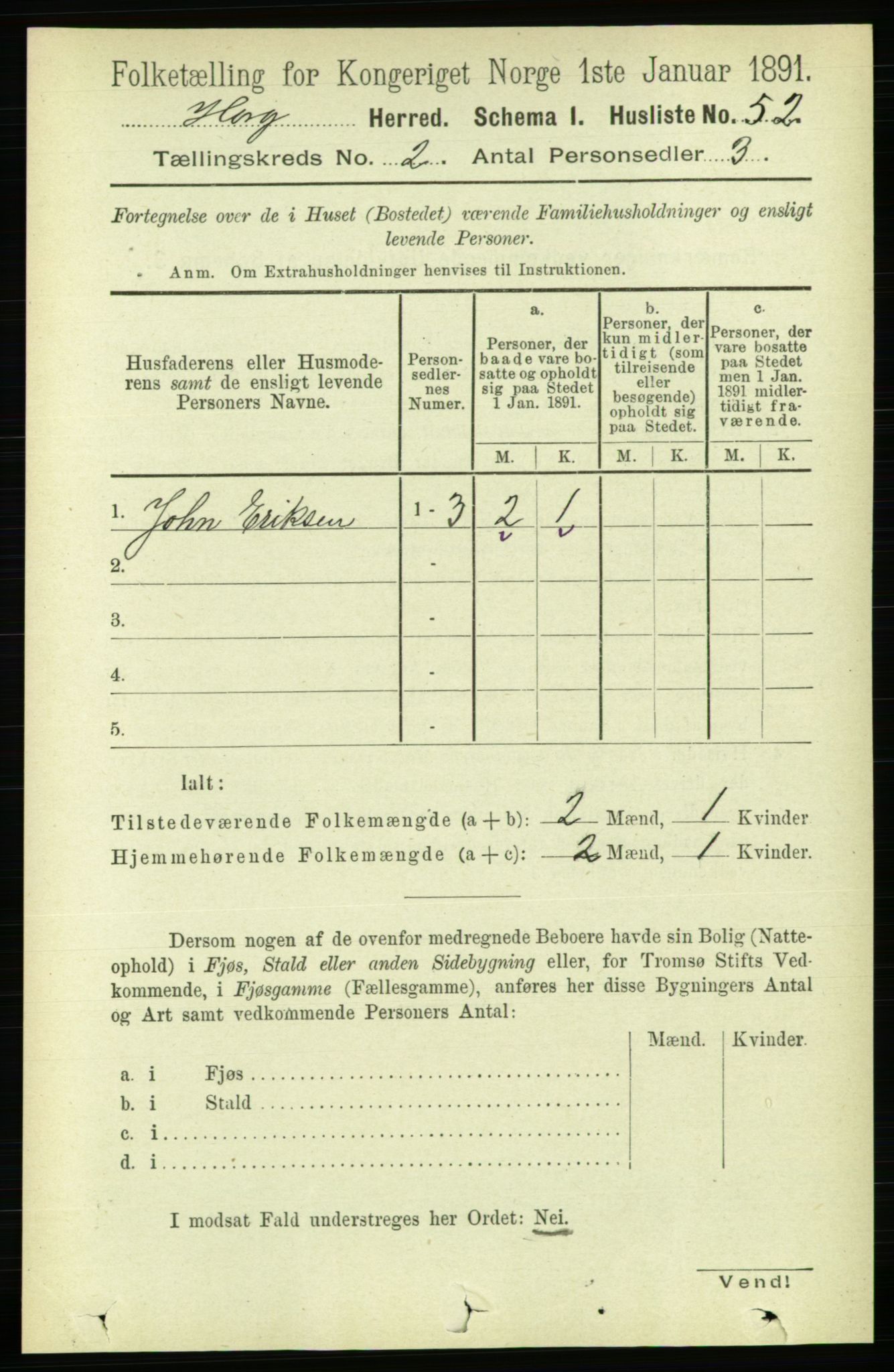 RA, 1891 census for 1650 Horg, 1891, p. 644