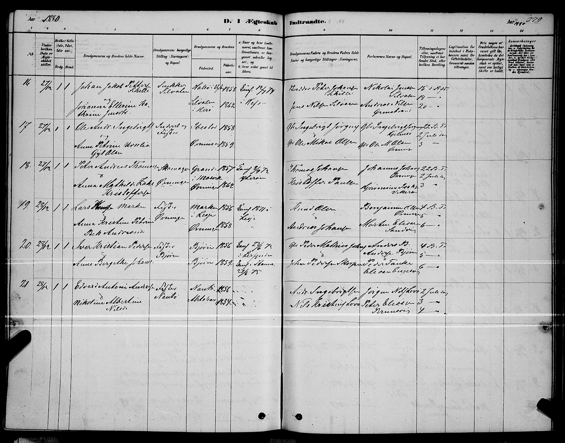 Ministerialprotokoller, klokkerbøker og fødselsregistre - Nordland, AV/SAT-A-1459/834/L0513: Parish register (copy) no. 834C04, 1877-1892, p. 379