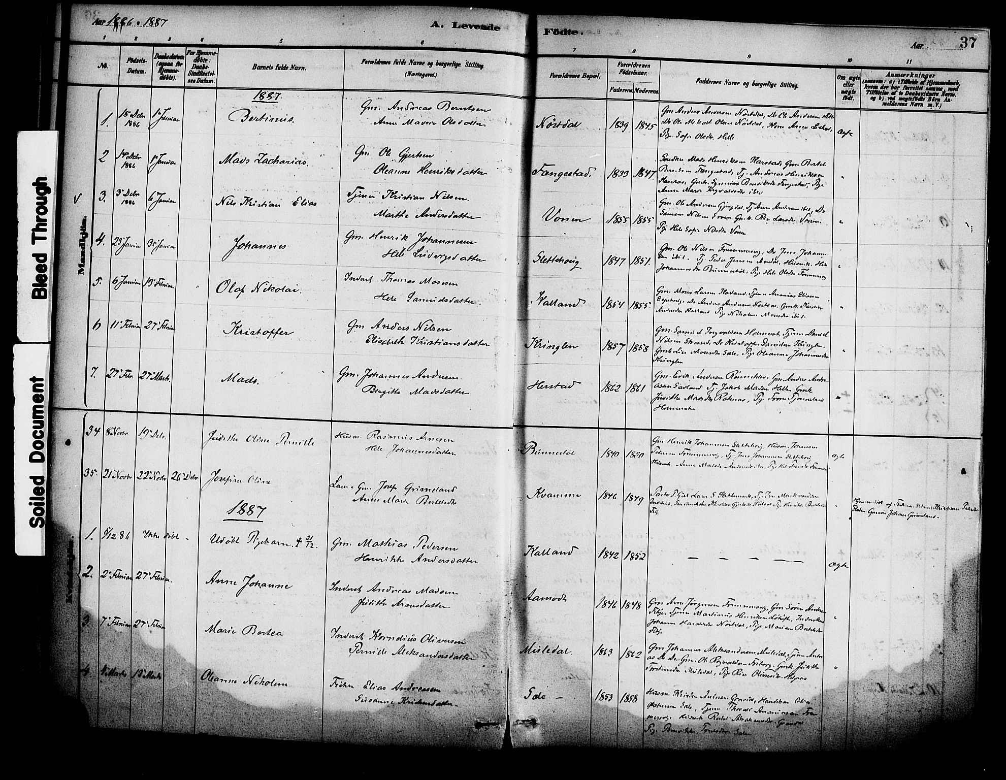 Førde sokneprestembete, AV/SAB-A-79901/H/Haa/Haad/L0001: Parish register (official) no. D 1, 1881-1898, p. 37