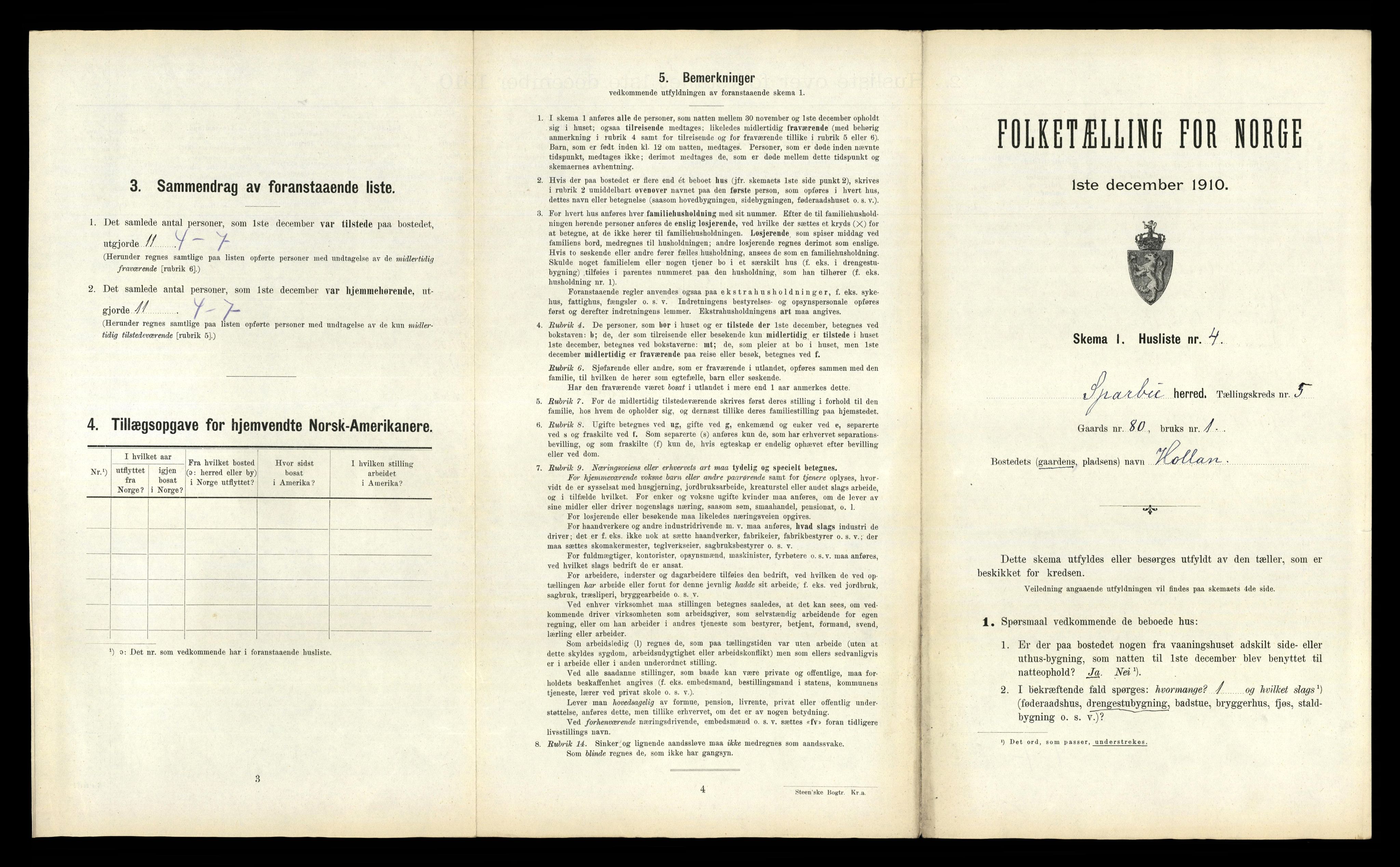 RA, 1910 census for Sparbu, 1910, p. 830