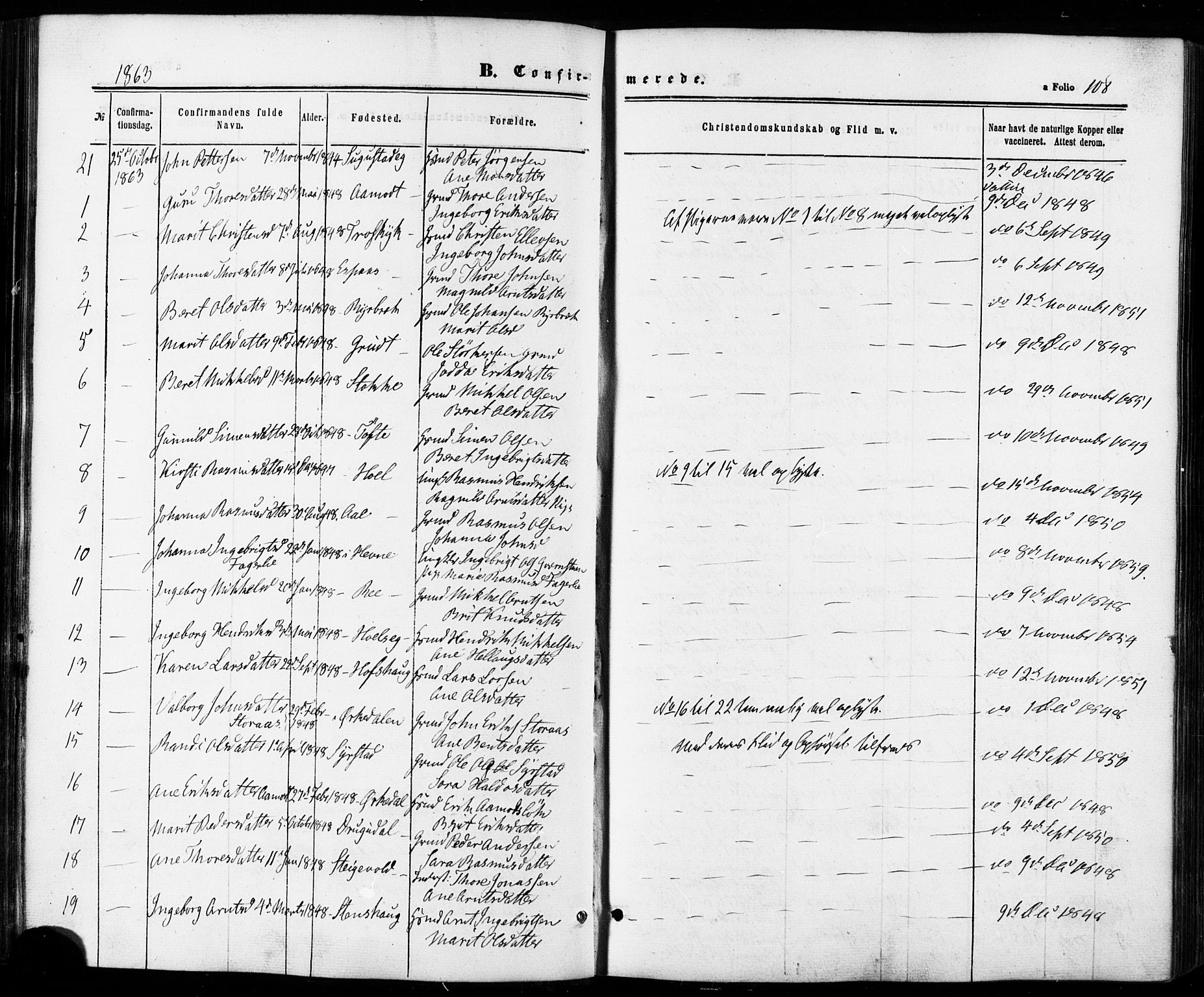 Ministerialprotokoller, klokkerbøker og fødselsregistre - Sør-Trøndelag, AV/SAT-A-1456/672/L0856: Parish register (official) no. 672A08, 1861-1881, p. 108