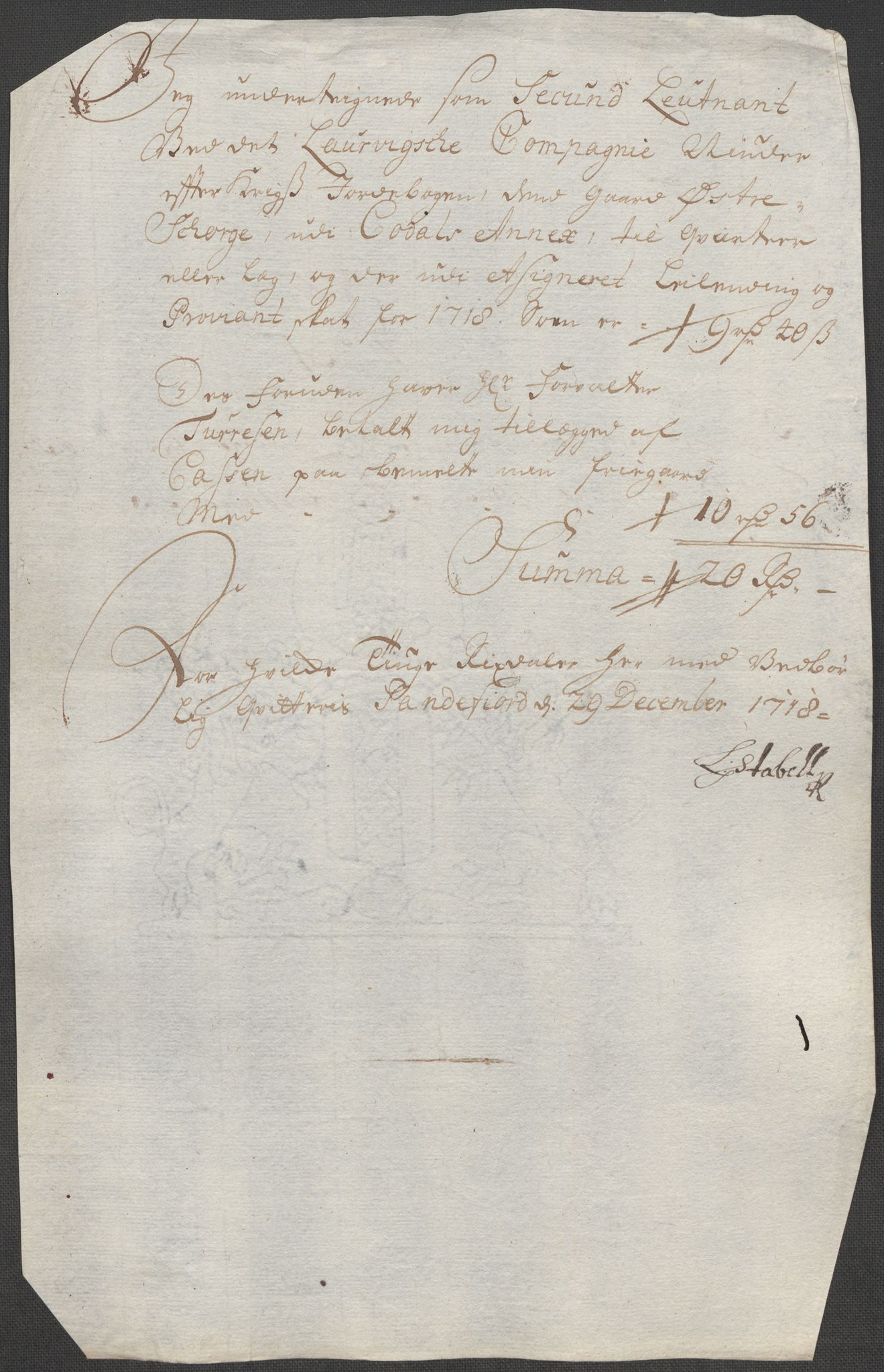 Rentekammeret inntil 1814, Reviderte regnskaper, Fogderegnskap, RA/EA-4092/R33/L1988: Fogderegnskap Larvik grevskap, 1718, p. 306