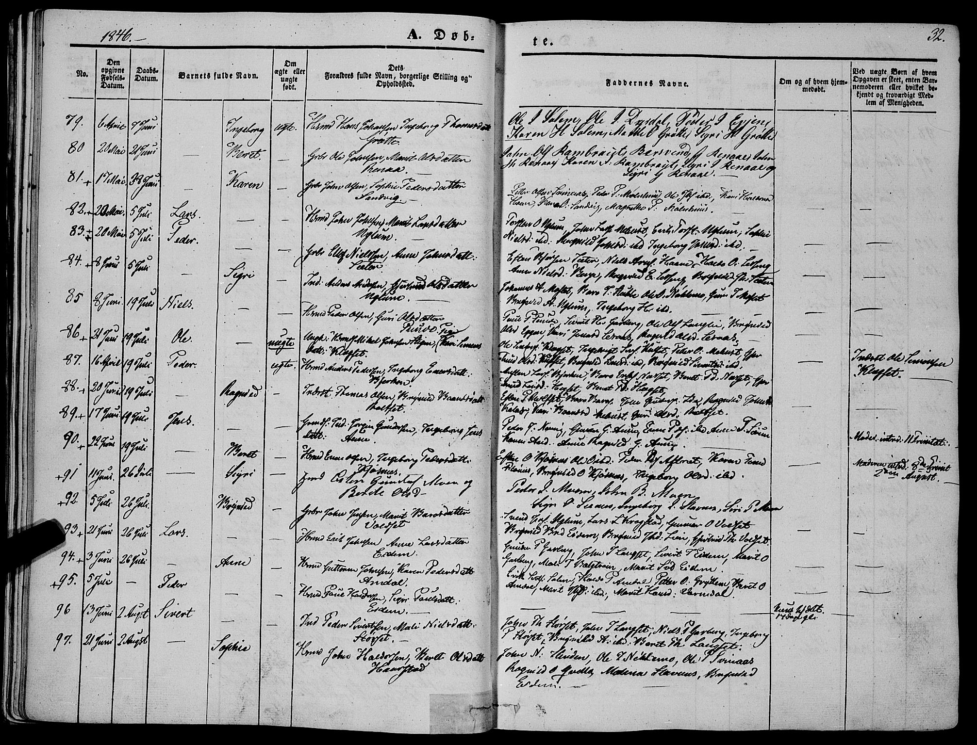 Ministerialprotokoller, klokkerbøker og fødselsregistre - Sør-Trøndelag, SAT/A-1456/695/L1145: Parish register (official) no. 695A06 /1, 1843-1859, p. 32