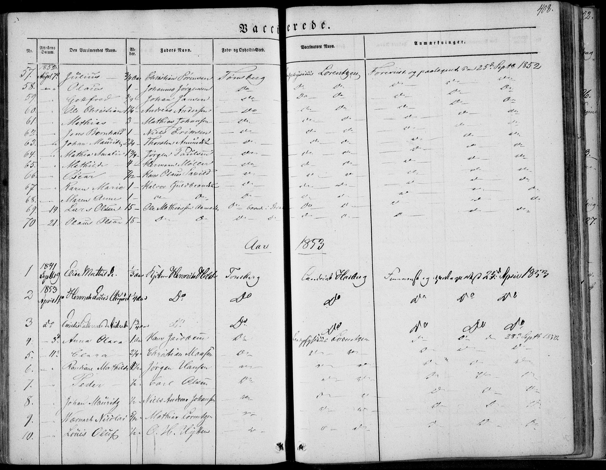 Tønsberg kirkebøker, AV/SAKO-A-330/F/Fa/L0007: Parish register (official) no. I 7, 1845-1854, p. 408