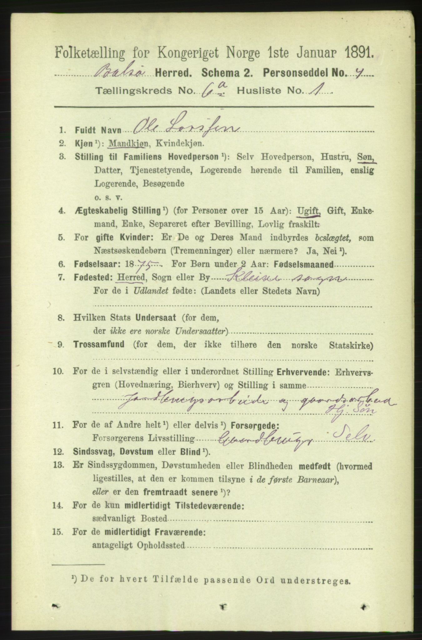 RA, 1891 census for 1544 Bolsøy, 1891, p. 3730