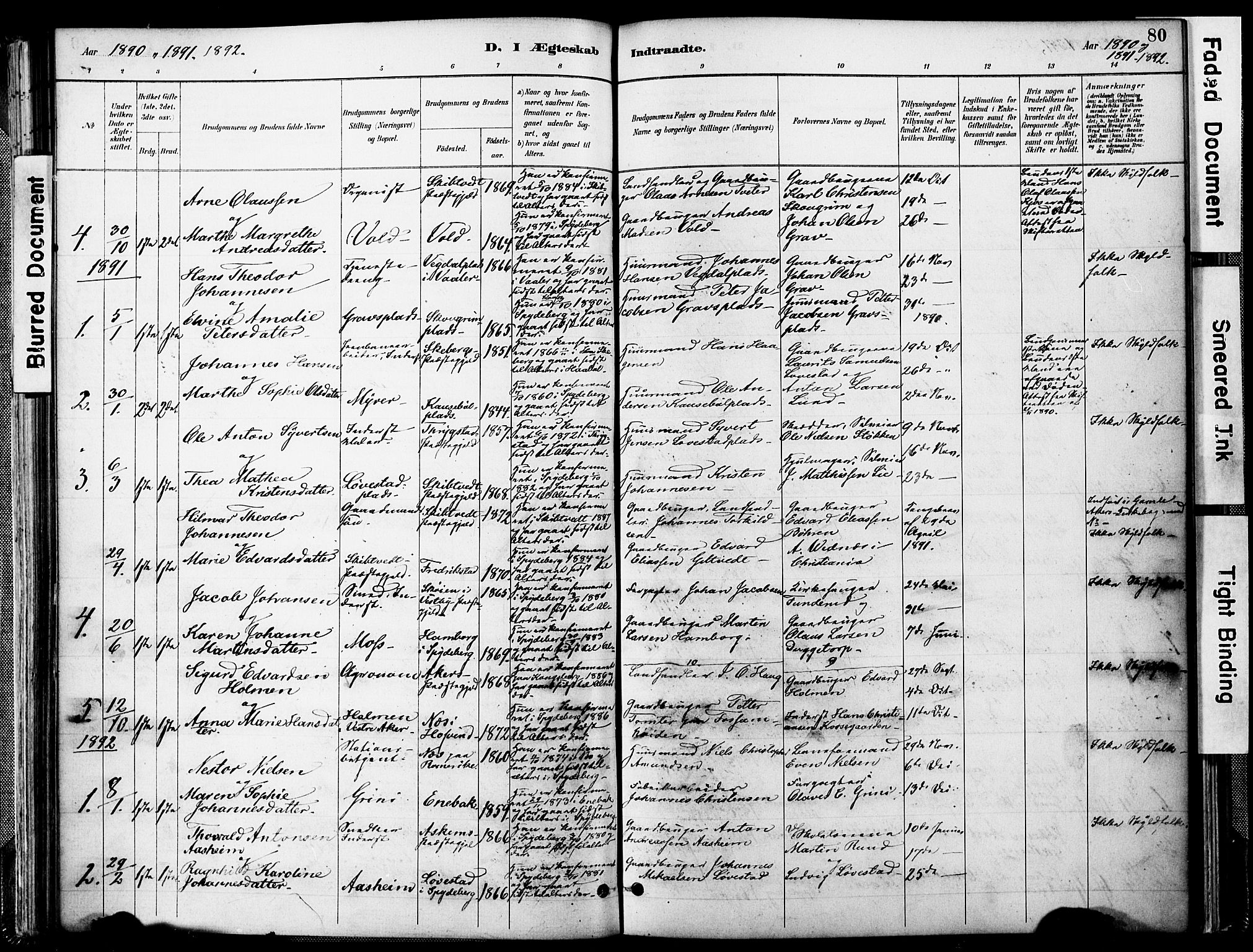 Spydeberg prestekontor Kirkebøker, SAO/A-10924/F/Fa/L0008: Parish register (official) no. I 8, 1886-1900, p. 80