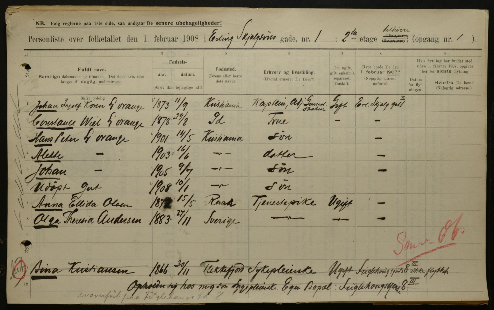 OBA, Municipal Census 1908 for Kristiania, 1908, p. 20059