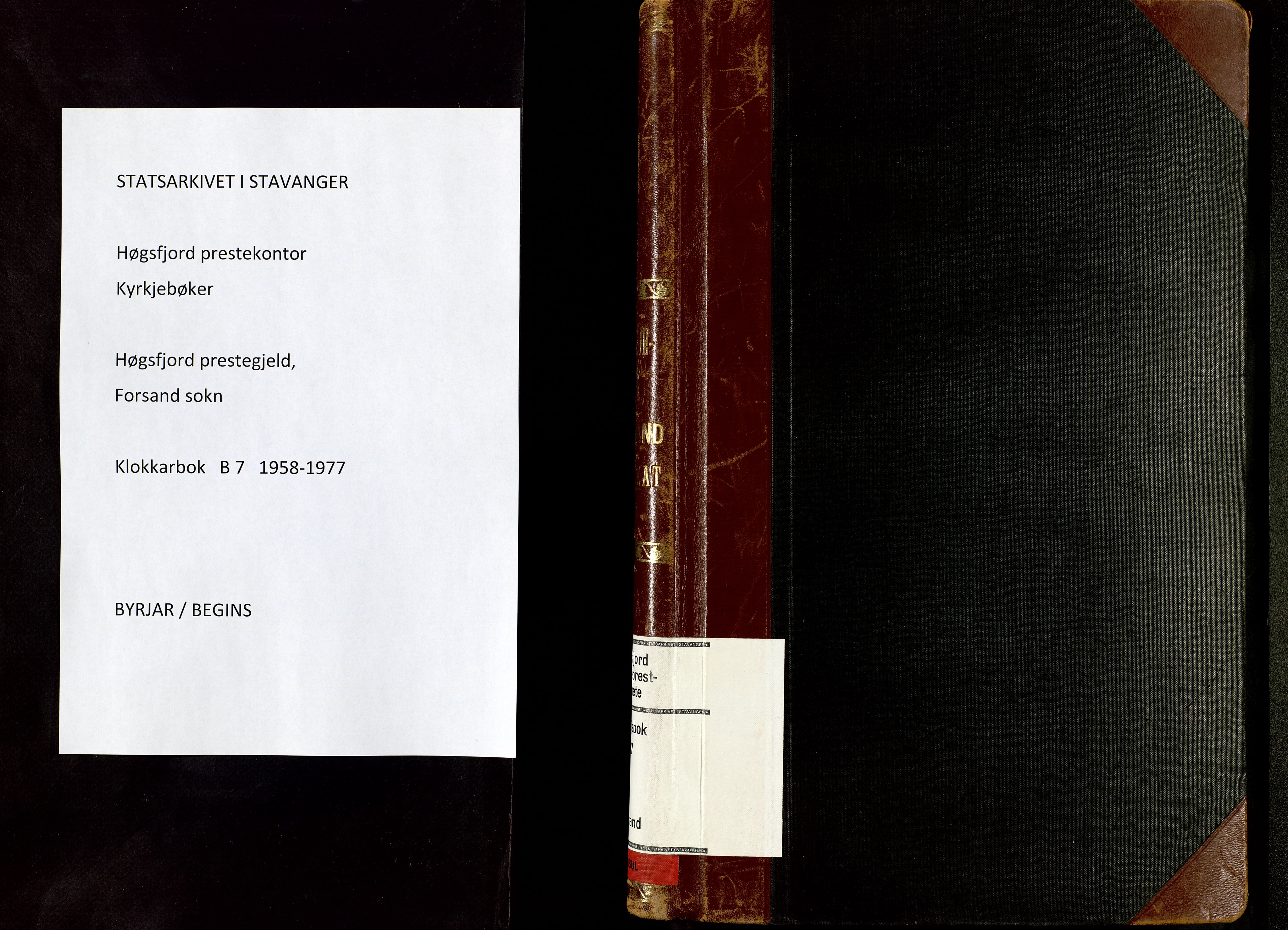 Høgsfjord sokneprestkontor, AV/SAST-A-101624/H/Ha/Hab/L0007: Parish register (copy) no. B 7, 1958-1977
