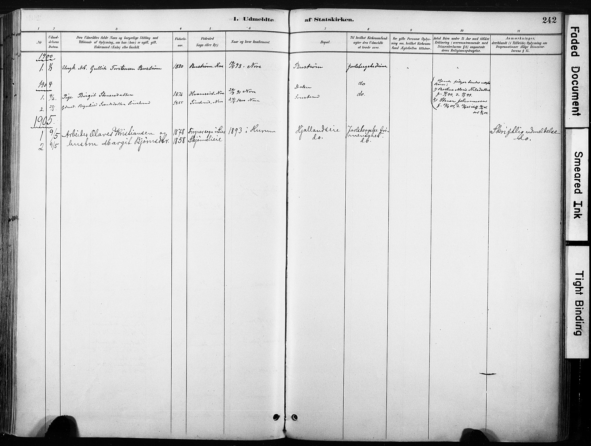 Nore kirkebøker, SAKO/A-238/F/Fb/L0002: Parish register (official) no. II 2, 1886-1906, p. 242