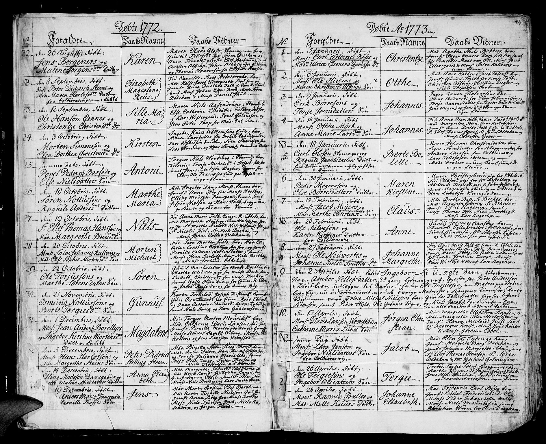 Arendal sokneprestkontor, Trefoldighet, SAK/1111-0040/F/Fa/L0002: Parish register (official) no. A 2, 1771-1815, p. 4