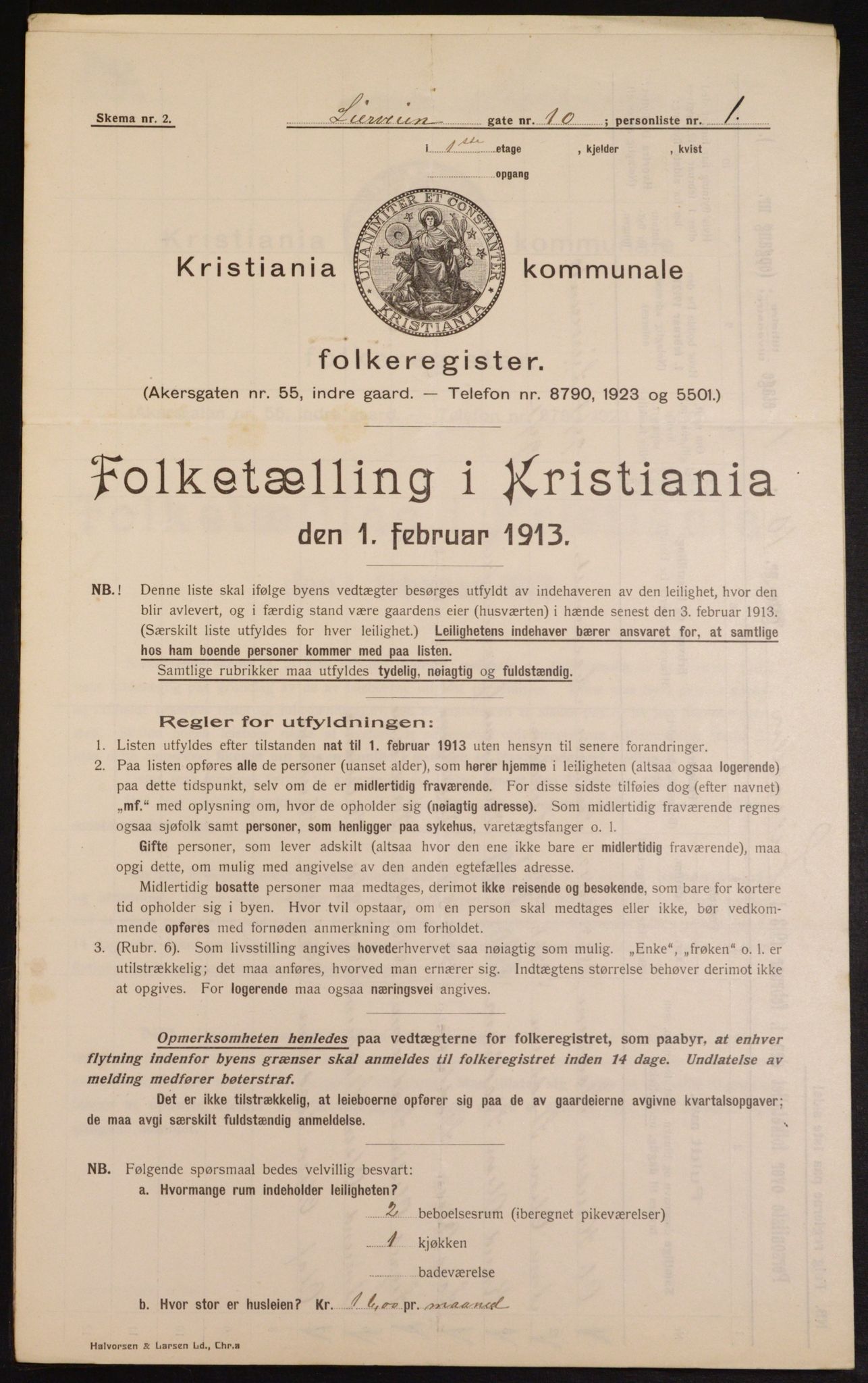 OBA, Municipal Census 1913 for Kristiania, 1913, p. 57283