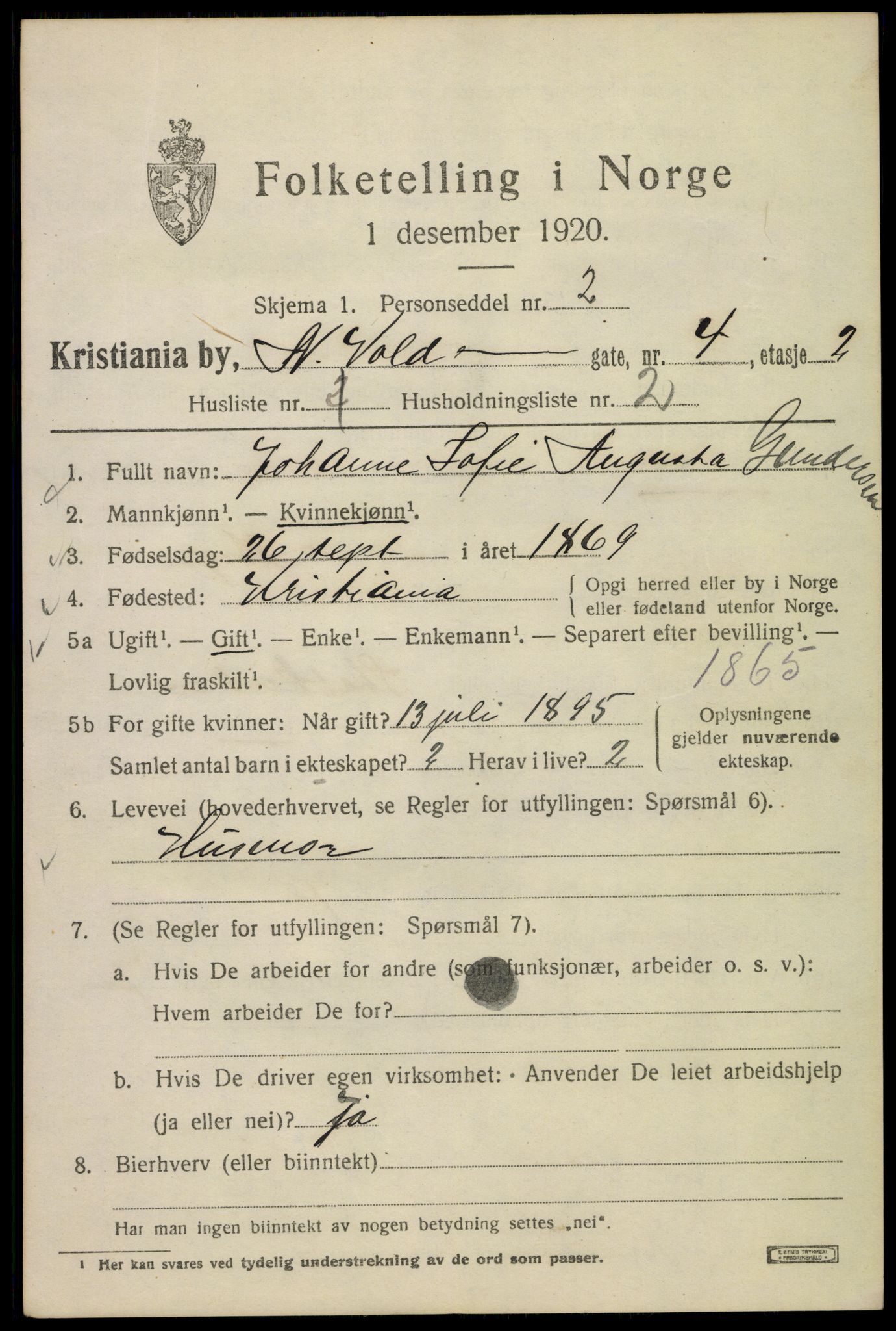 SAO, 1920 census for Kristiania, 1920, p. 410643