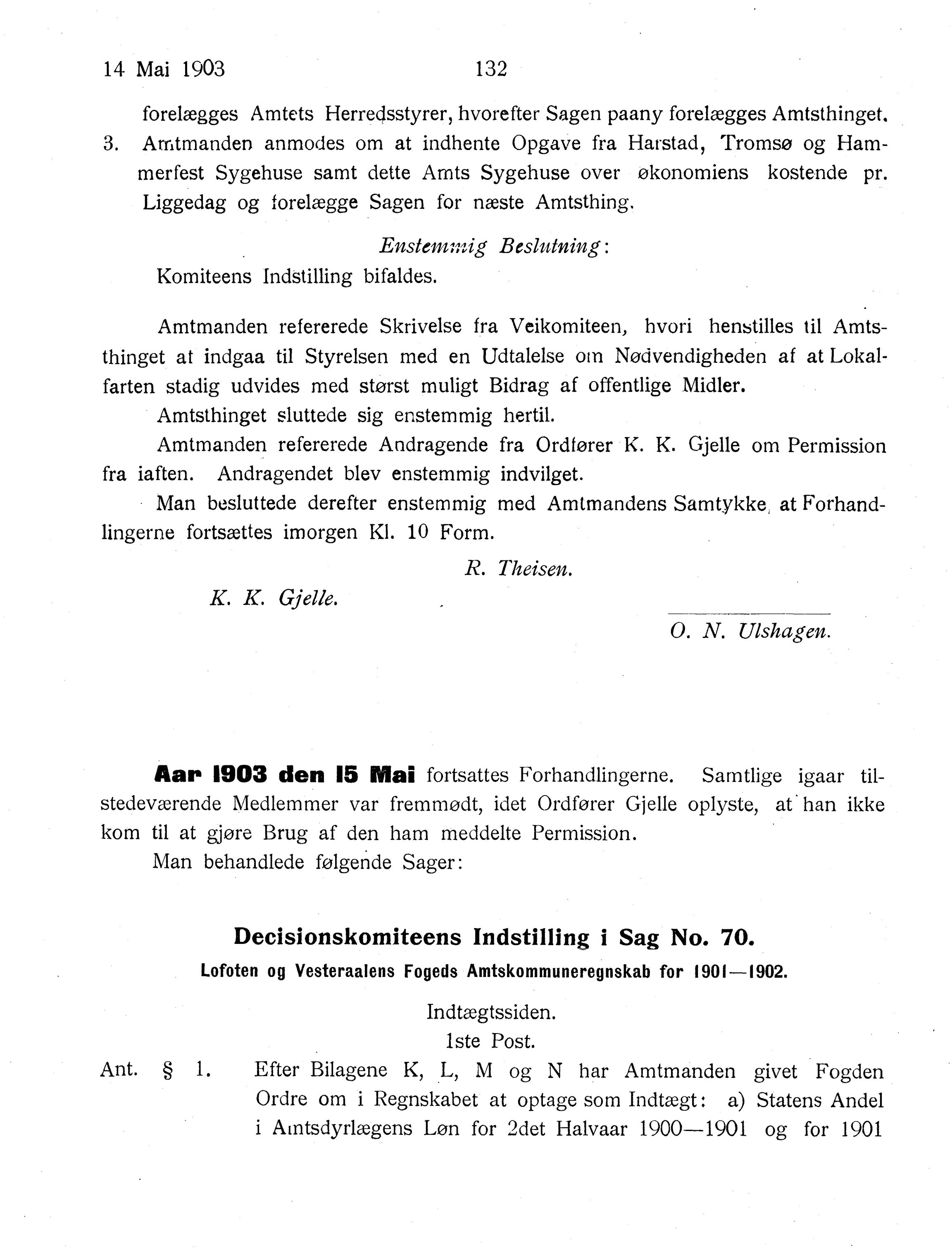 Nordland Fylkeskommune. Fylkestinget, AIN/NFK-17/176/A/Ac/L0026: Fylkestingsforhandlinger 1903, 1903, p. 132