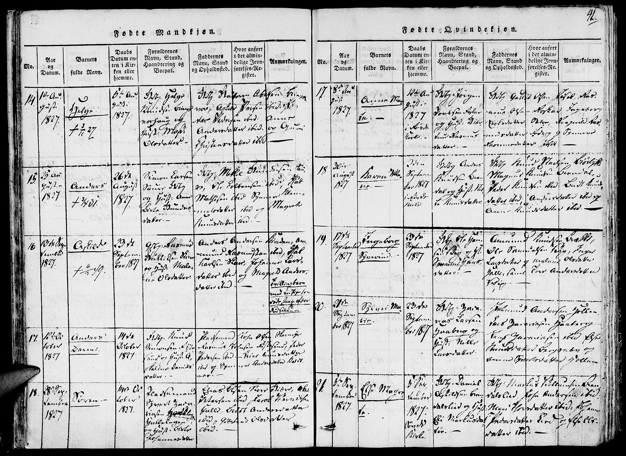 Ministerialprotokoller, klokkerbøker og fødselsregistre - Møre og Romsdal, AV/SAT-A-1454/503/L0033: Parish register (official) no. 503A01, 1816-1841, p. 41