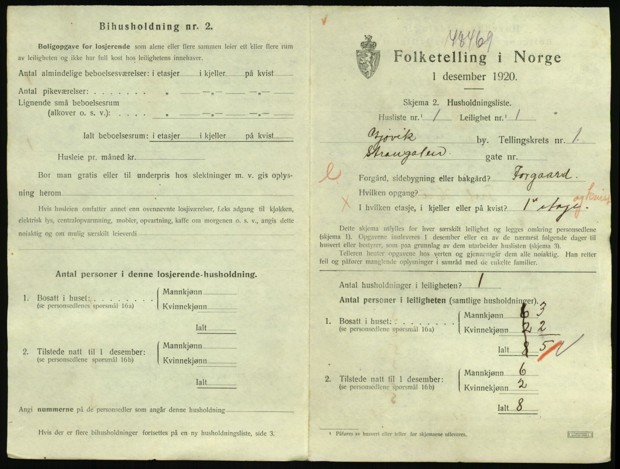 SAH, 1920 census for Gjøvik, 1920, p. 604