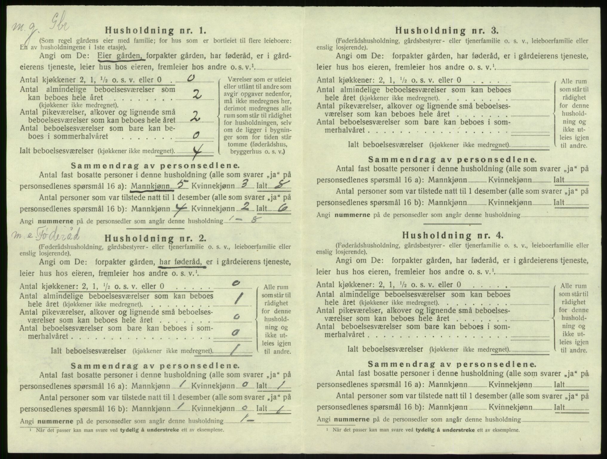 SAB, 1920 census for Brekke, 1920, p. 301