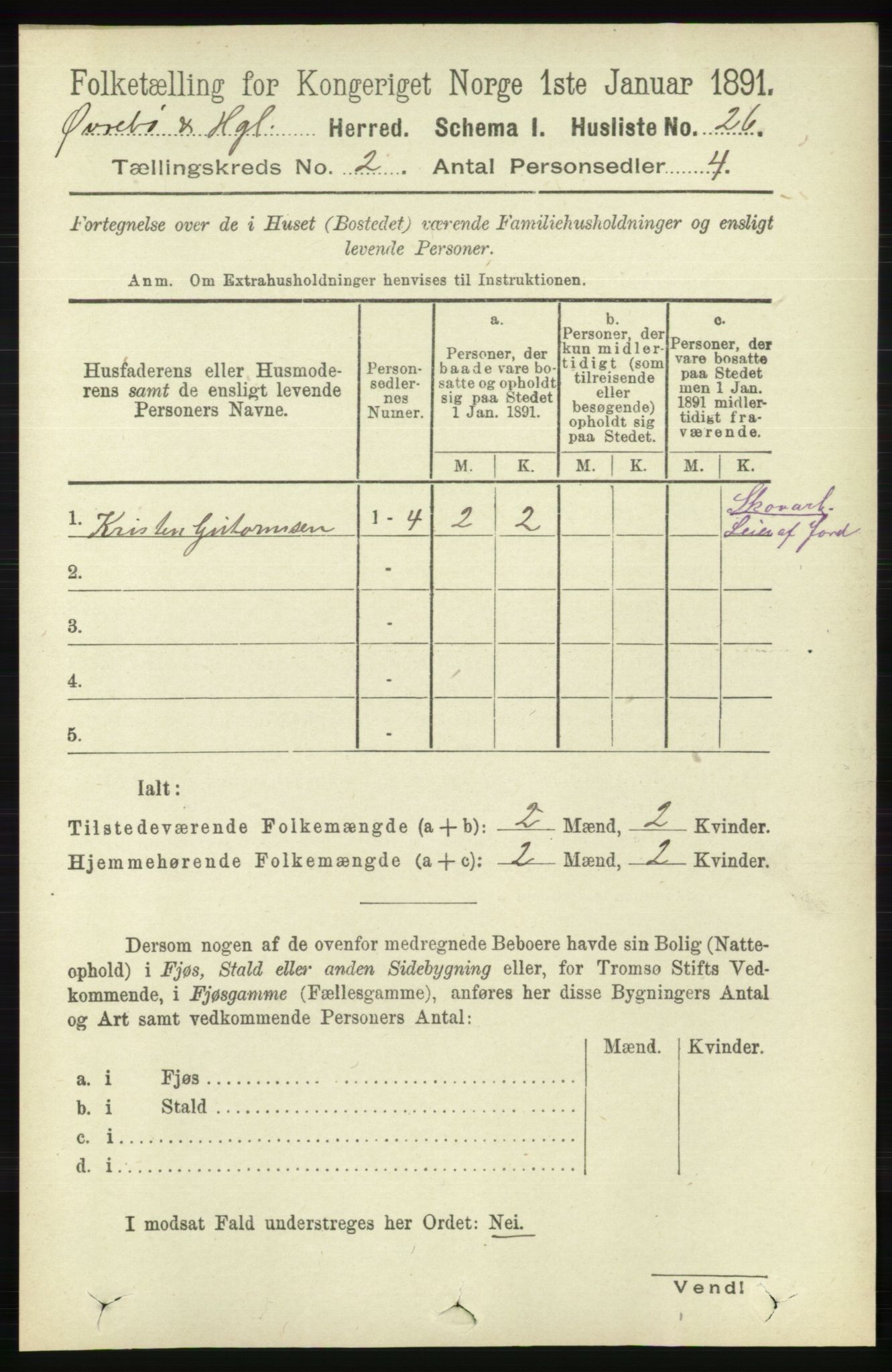 RA, 1891 census for 1016 Øvrebø og Hægeland, 1891, p. 308