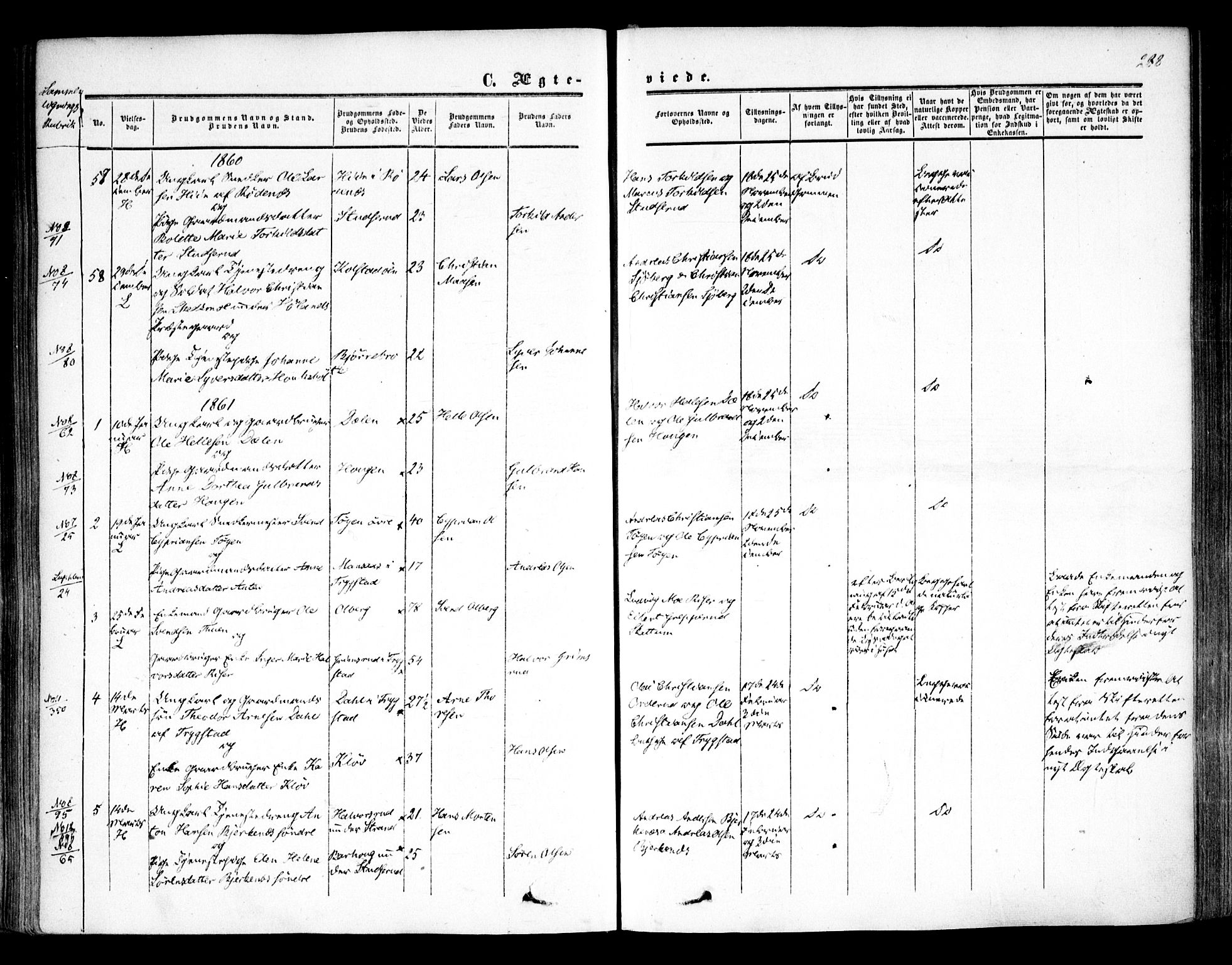 Høland prestekontor Kirkebøker, AV/SAO-A-10346a/F/Fa/L0010: Parish register (official) no. I 10, 1854-1861, p. 288