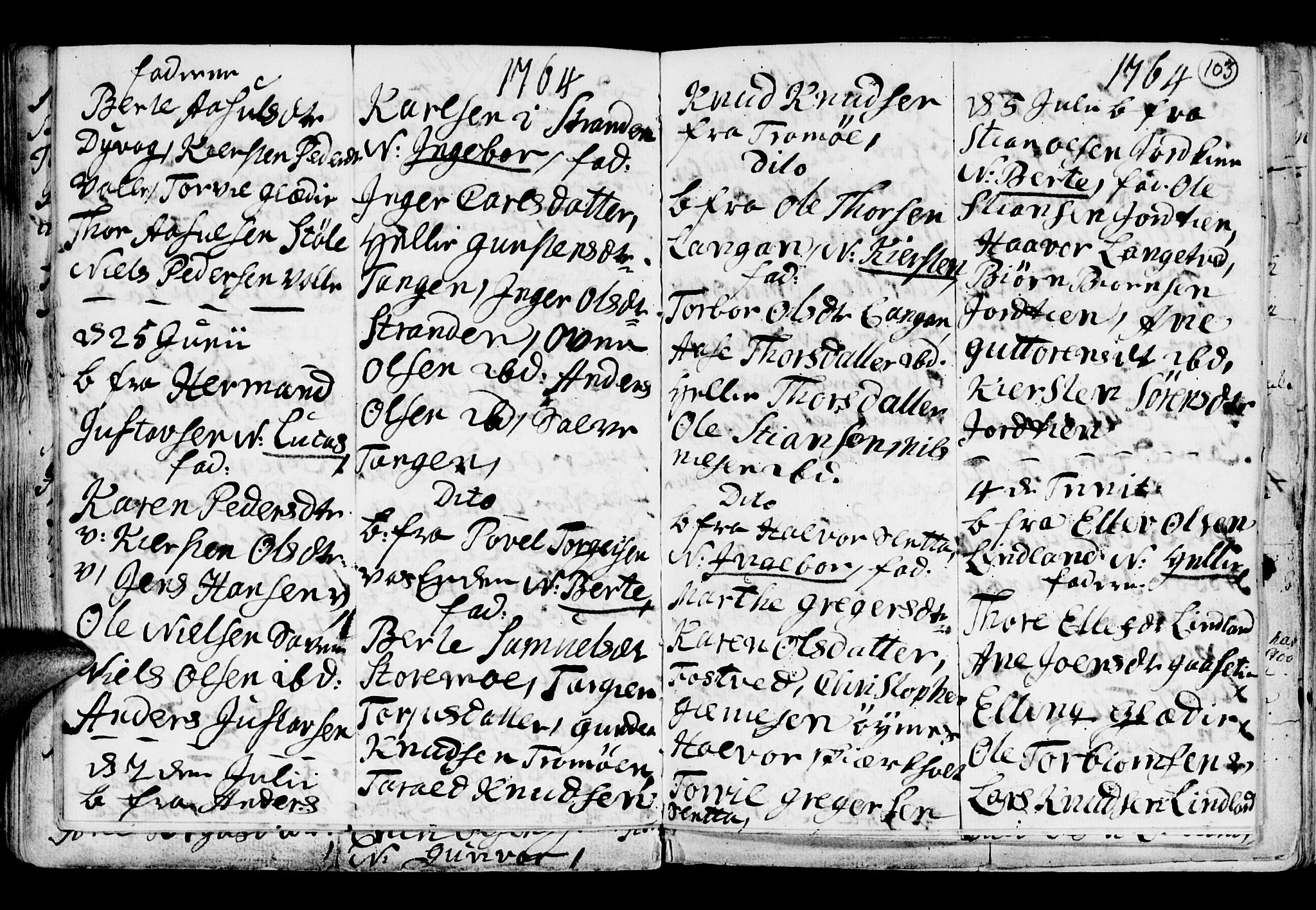 Holt sokneprestkontor, AV/SAK-1111-0021/F/Fb/L0005: Parish register (copy) no. B 5, 1746-1764, p. 103