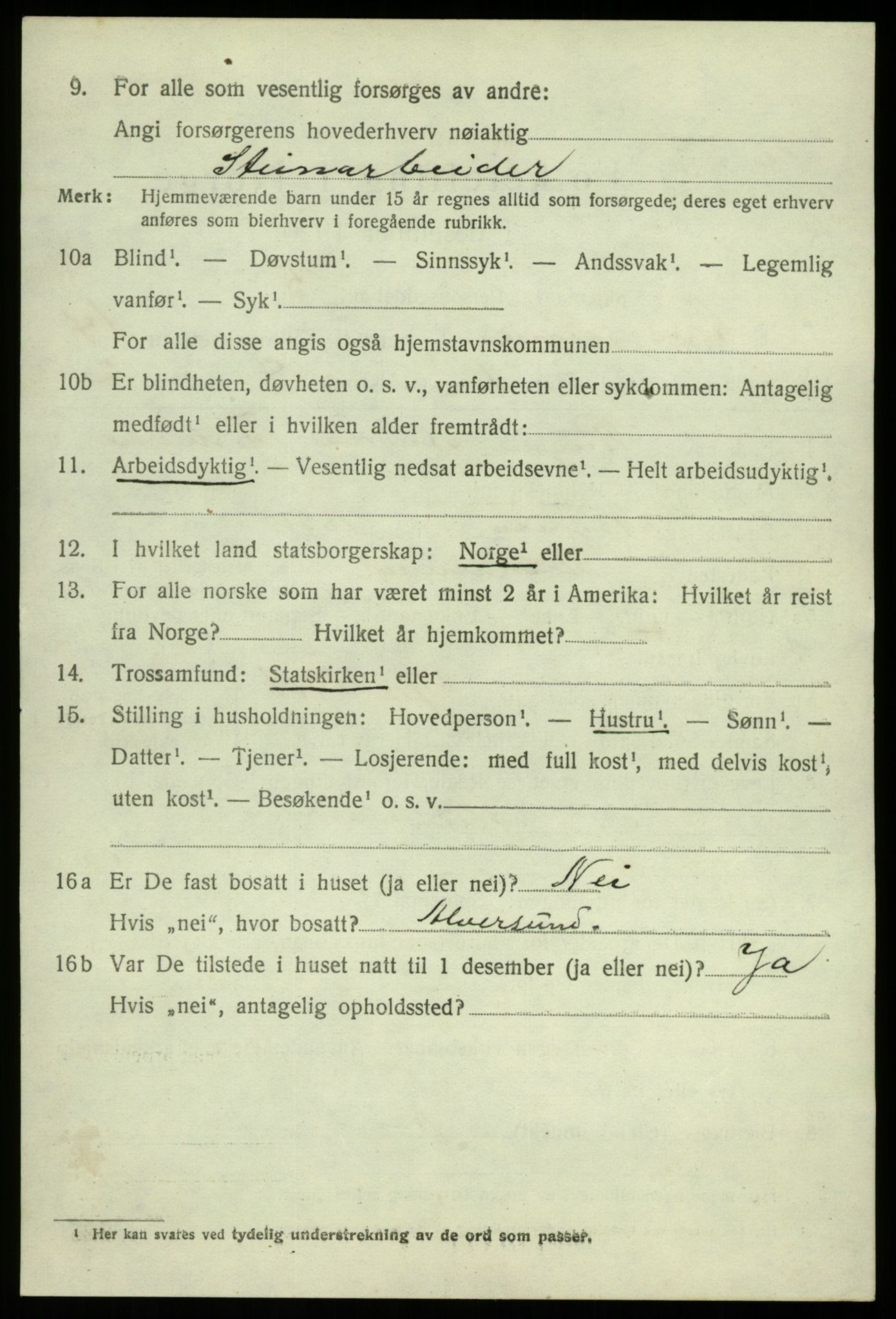 SAB, 1920 census for Alversund, 1920, p. 7677