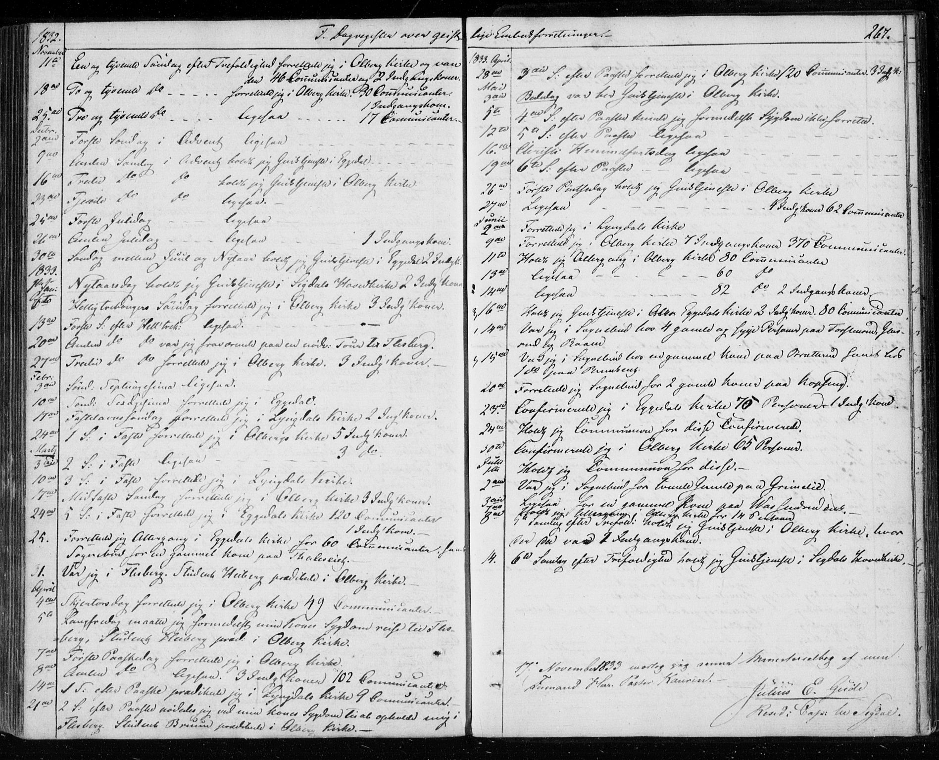 Krødsherad kirkebøker, SAKO/A-19/F/Fa/L0002: Parish register (official) no. 2, 1829-1851, p. 267