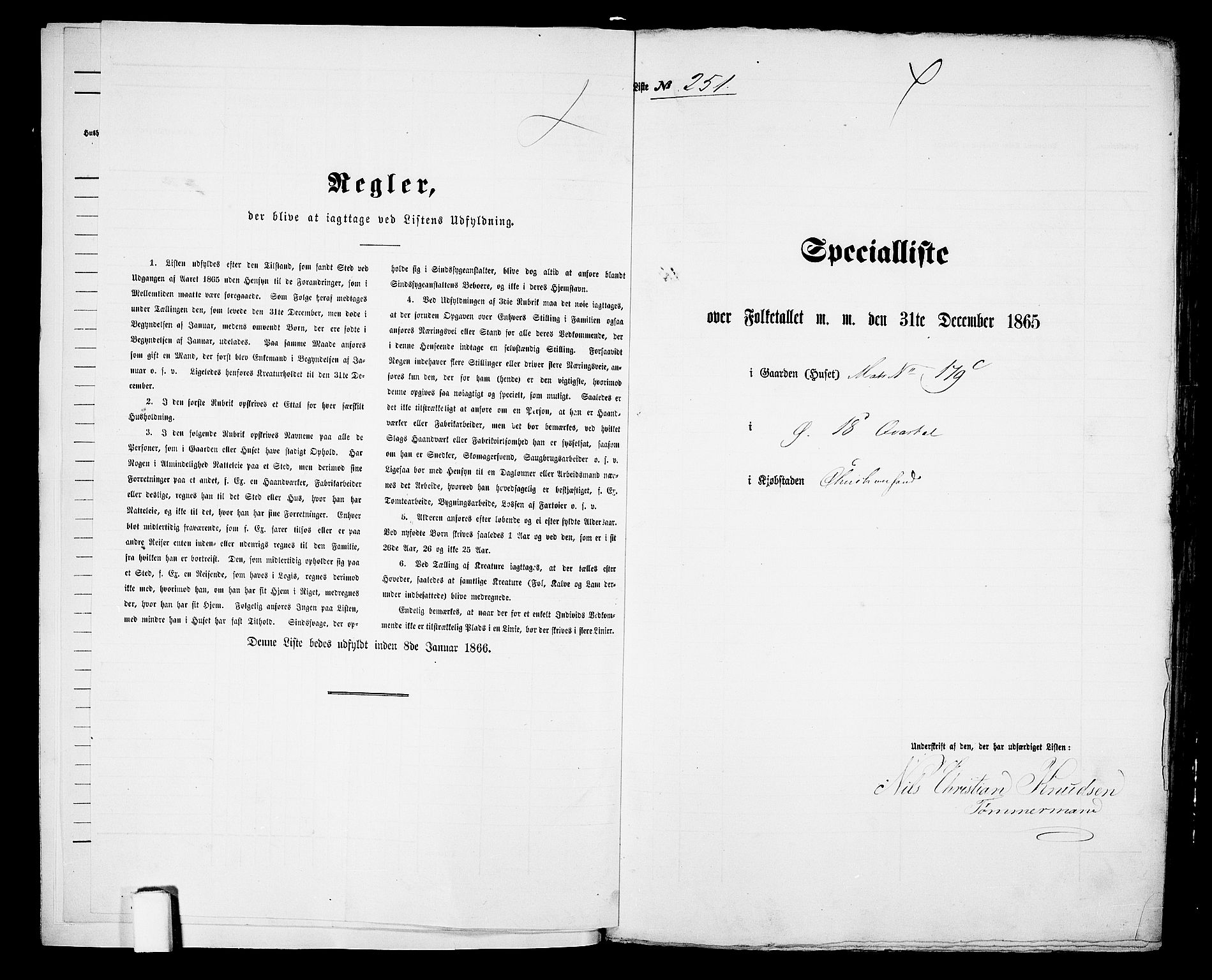 RA, 1865 census for Kristiansand, 1865, p. 524