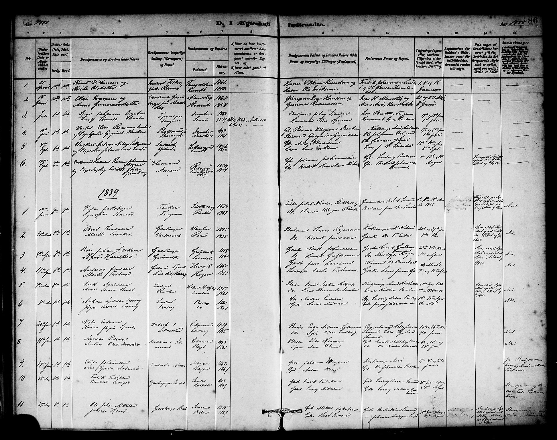 Solund sokneprestembete, AV/SAB-A-81401: Parish register (official) no. A 1, 1881-1902, p. 86